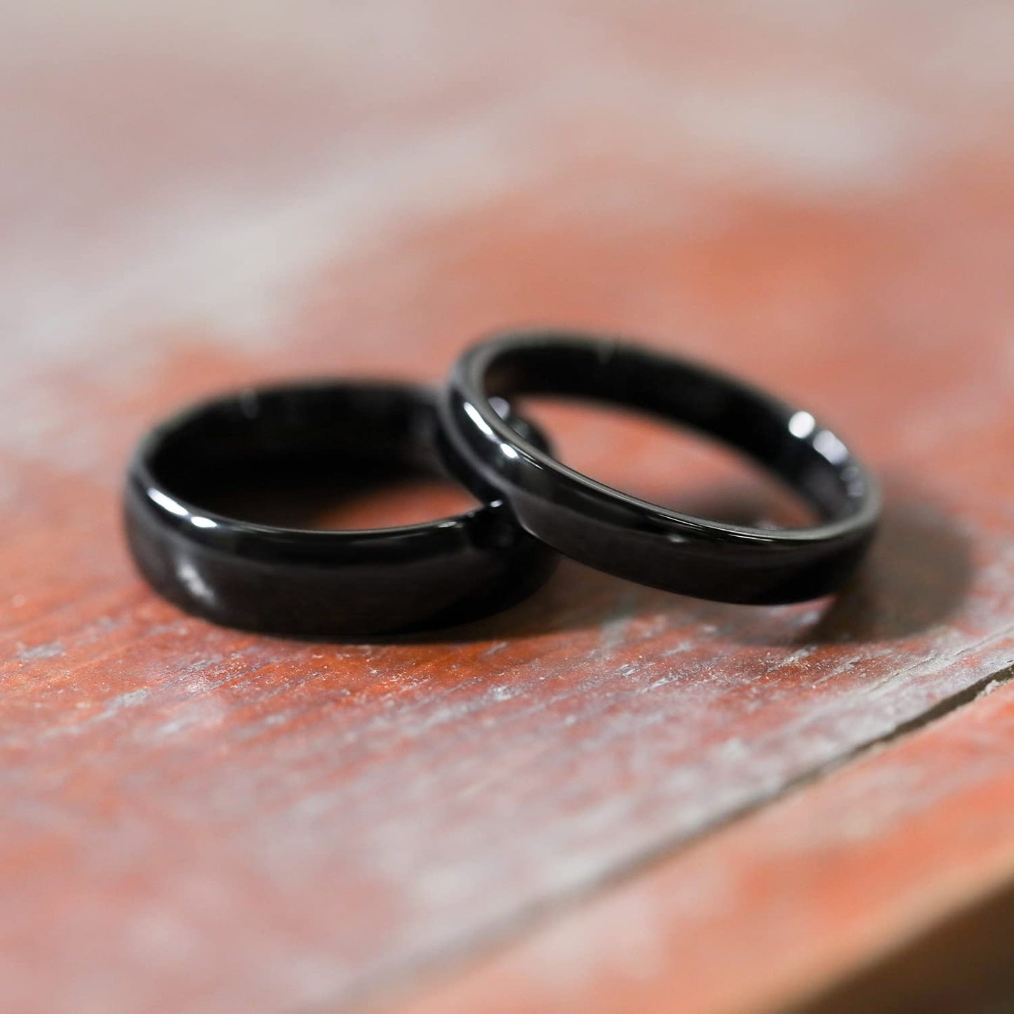 Greenpod 4mm Tungsten Ringss for Women High Polished Plain Dome Black Wedding Band Comfort Fit Size 6