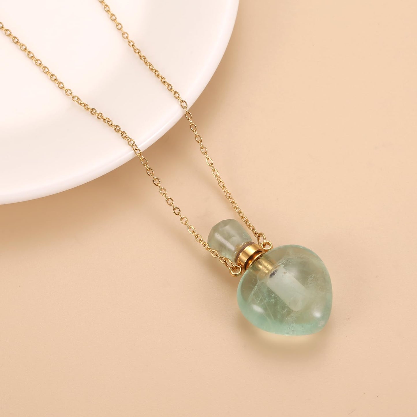 STEFWD Natural Crystal Cremation Jewelry For Ashes - Heart Urn Necklace Hold Loved Ones/Pet Ashes Keepsake Memorial Pendant For Women (Customize)