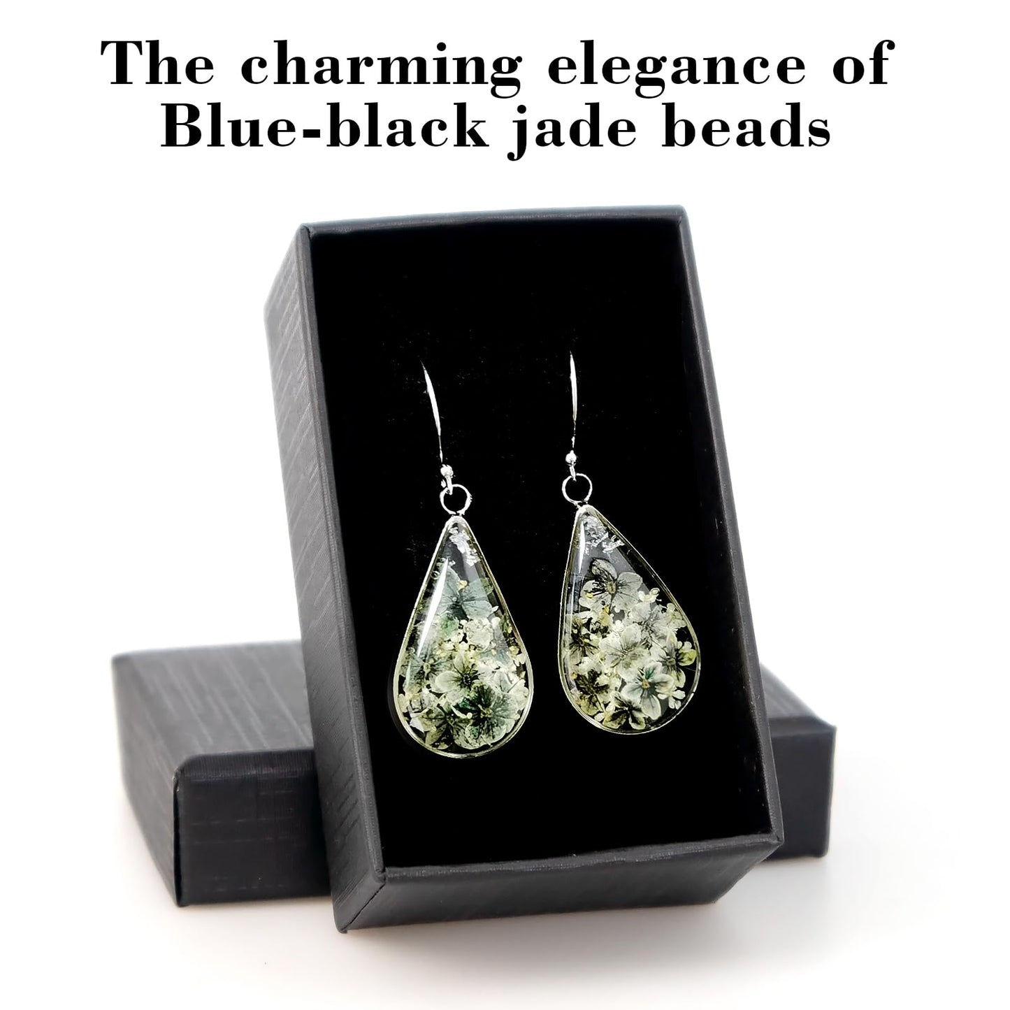 925 Sterling Silver Pressed Flower Teardrop Earrings,Hypoallergenic Women's Jewelry Gift for Mom,Handmade natural dried flower teardrop earrings Jewelry Gift for wife