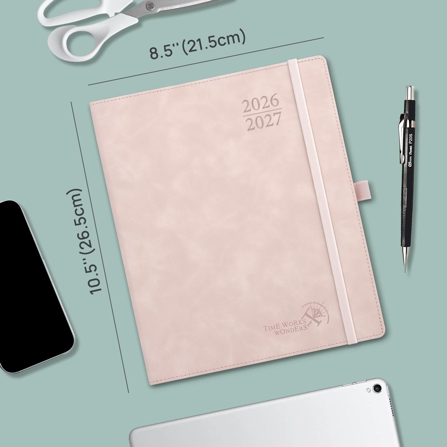 POPRUN Weekly Planner 2026-2027 (Large 8.5''x 10.5'') Academic Calendar (JUL.26 - JUN.27) Appointment Book with Monthly Tabs, Leather Soft Cover, Inner Pocket, 100 GSM - Black
