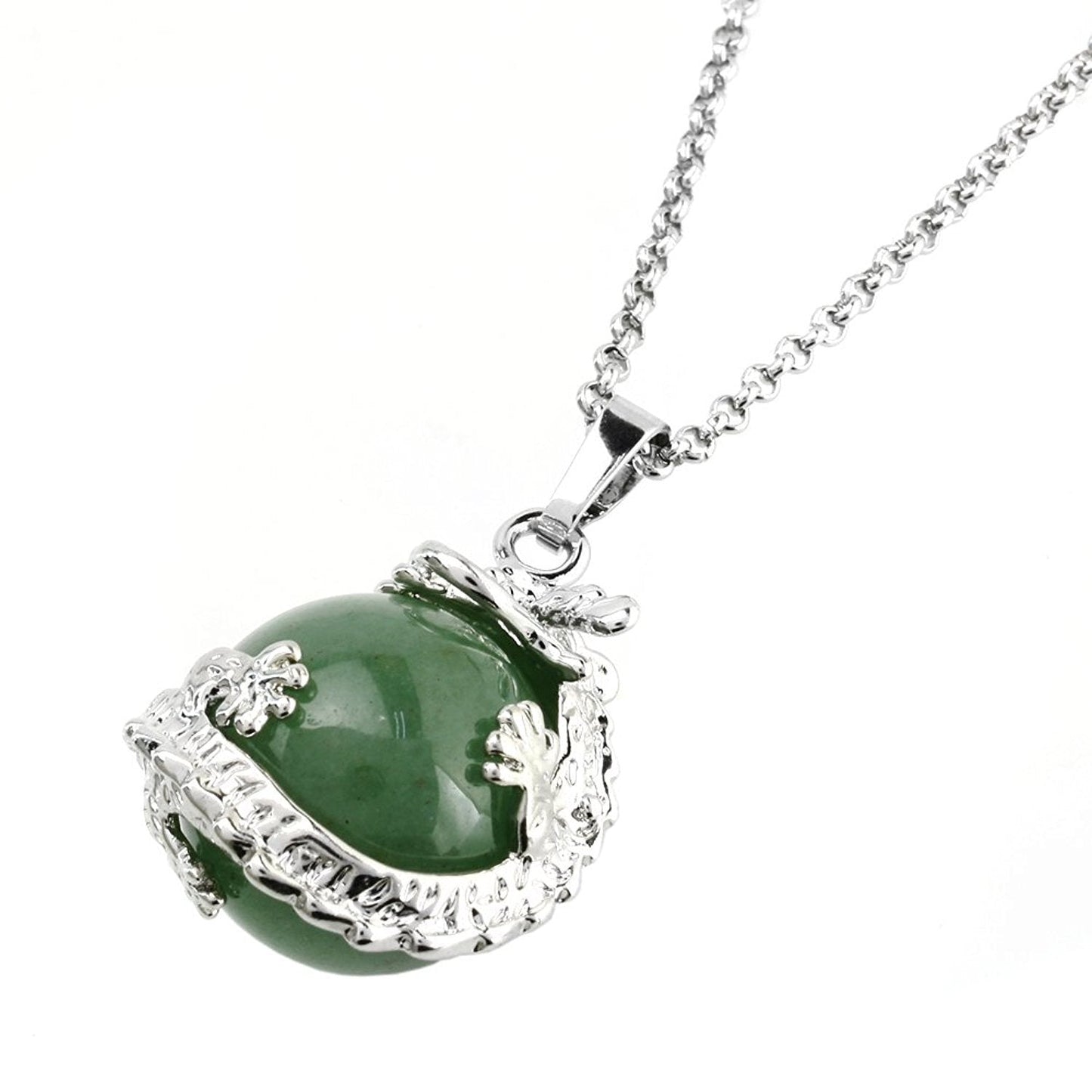 JEWELRIESHOP Dragon Necklace Chakra Reiki Healing Crystal Pendant Gemstone Necklace for Women Men