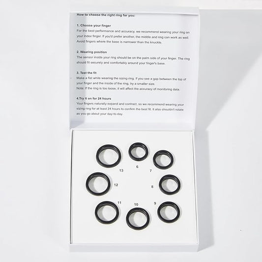 Ring Health Tracker for Women Men, Fit Ring with Heart Rate, Blood Oxygen, Sleep Monitor, Calories, Step Counter, IP68 Waterproof Smart Ring for iPhone & Android, No Subscription Fee (Sizing Kit Only)