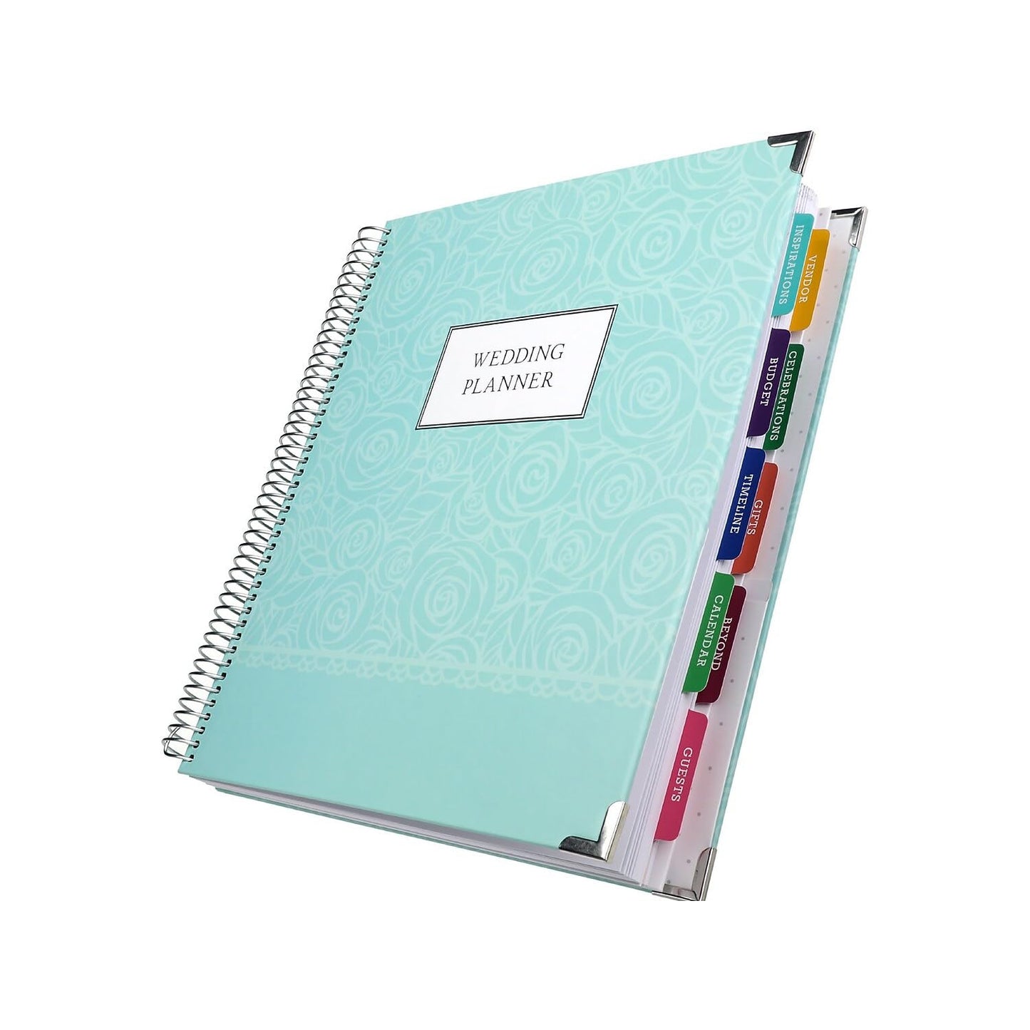 Global Printed Products Wedding Planner 9x11 Hardcover Organizer, Bookmark, Planning Stickers, Business Card Holder, and Pocket Folders