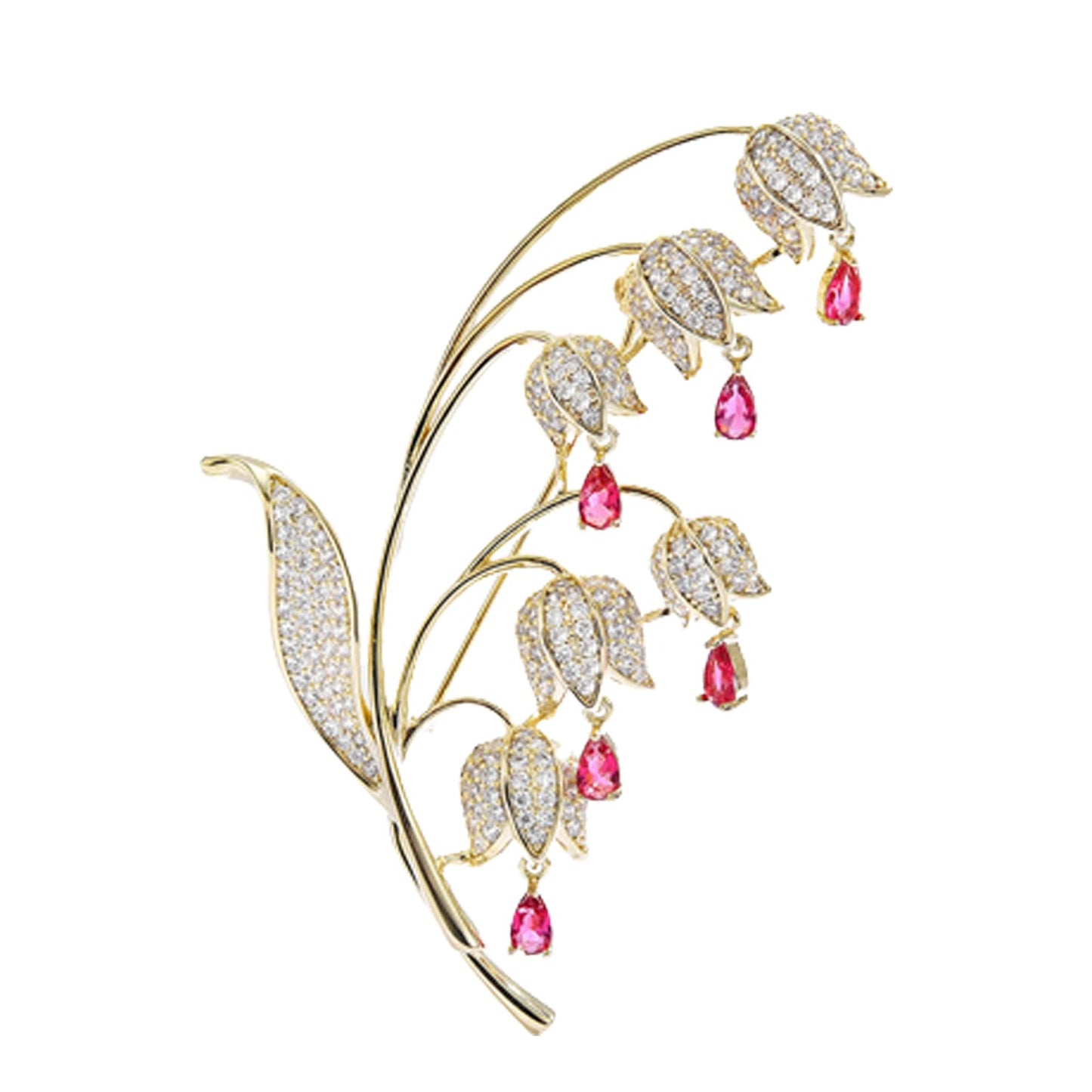 UNVAK Bell Orchid Brooches for Women Rhinestone Bell Orchid Brooch Pin Gold-plated Flower Lapel Pin Jewelry Mother's Day Wedding Gifts for Mom Wife