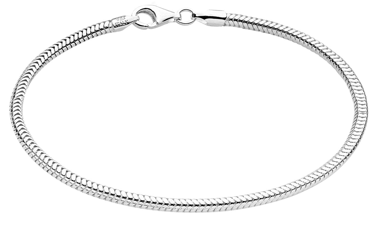 Savlano 925 Sterling Silver Solid Italian Round Diamond Cut Flexible Snake Chain Bracelet With Gift Box For Women & Men - Made in Italy (7, 4mm)