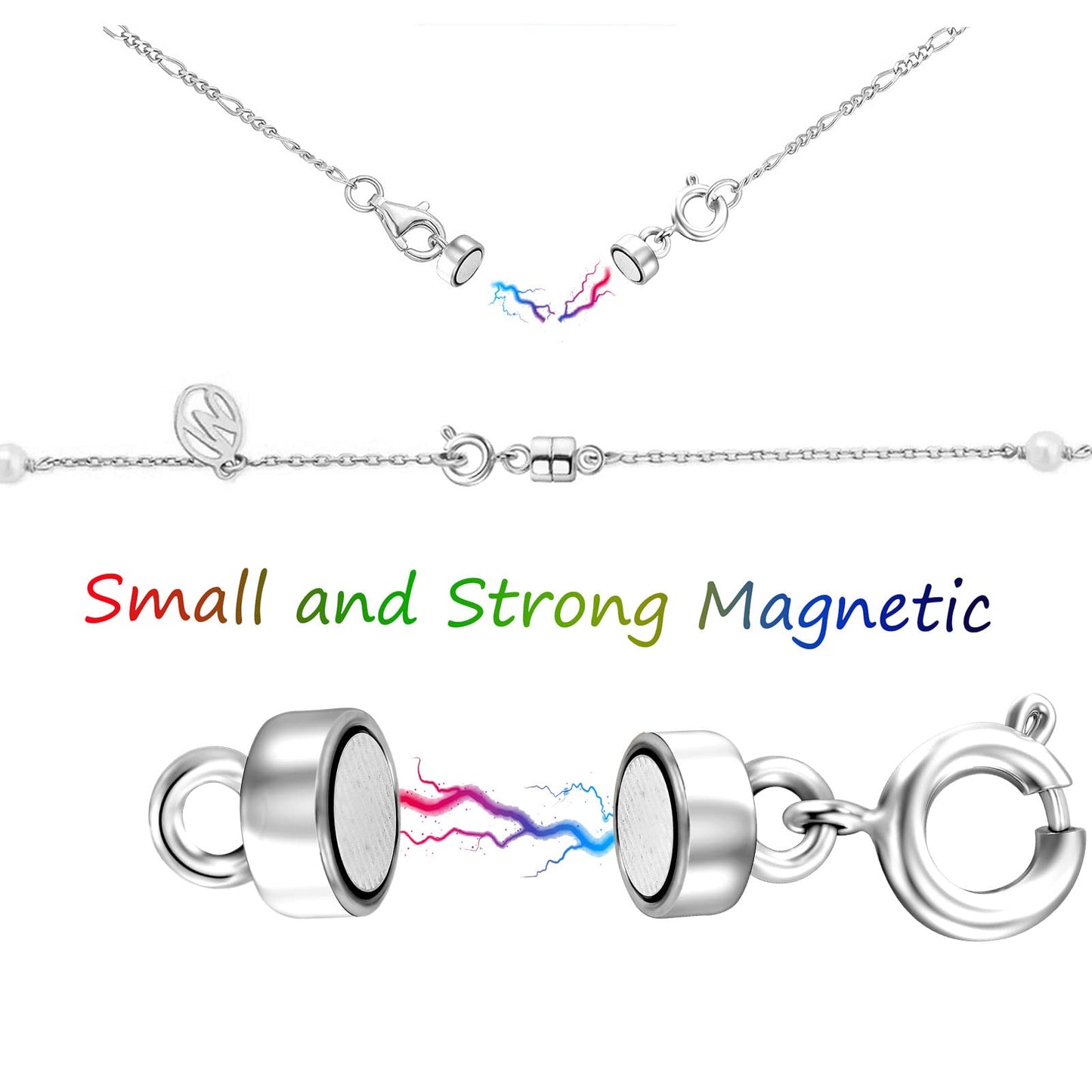 Dailyacc Magnetic Necklace Clasps and Closures - Safety 14 K Gold and Silver Jewelry Converters for Bracelets Chain Extender