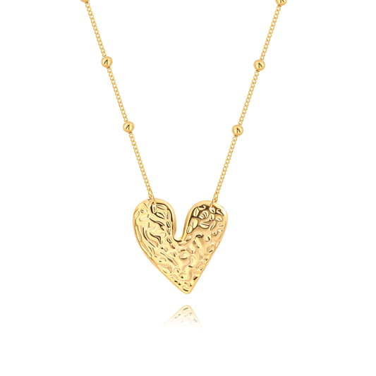 CANEVINKA 18k Gold Plated Heart Necklace for Women, Adjustable Dainty Cute Gold Heart Pendant Necklace, Minimalist Vintage Bead Chain Jewelry Gift