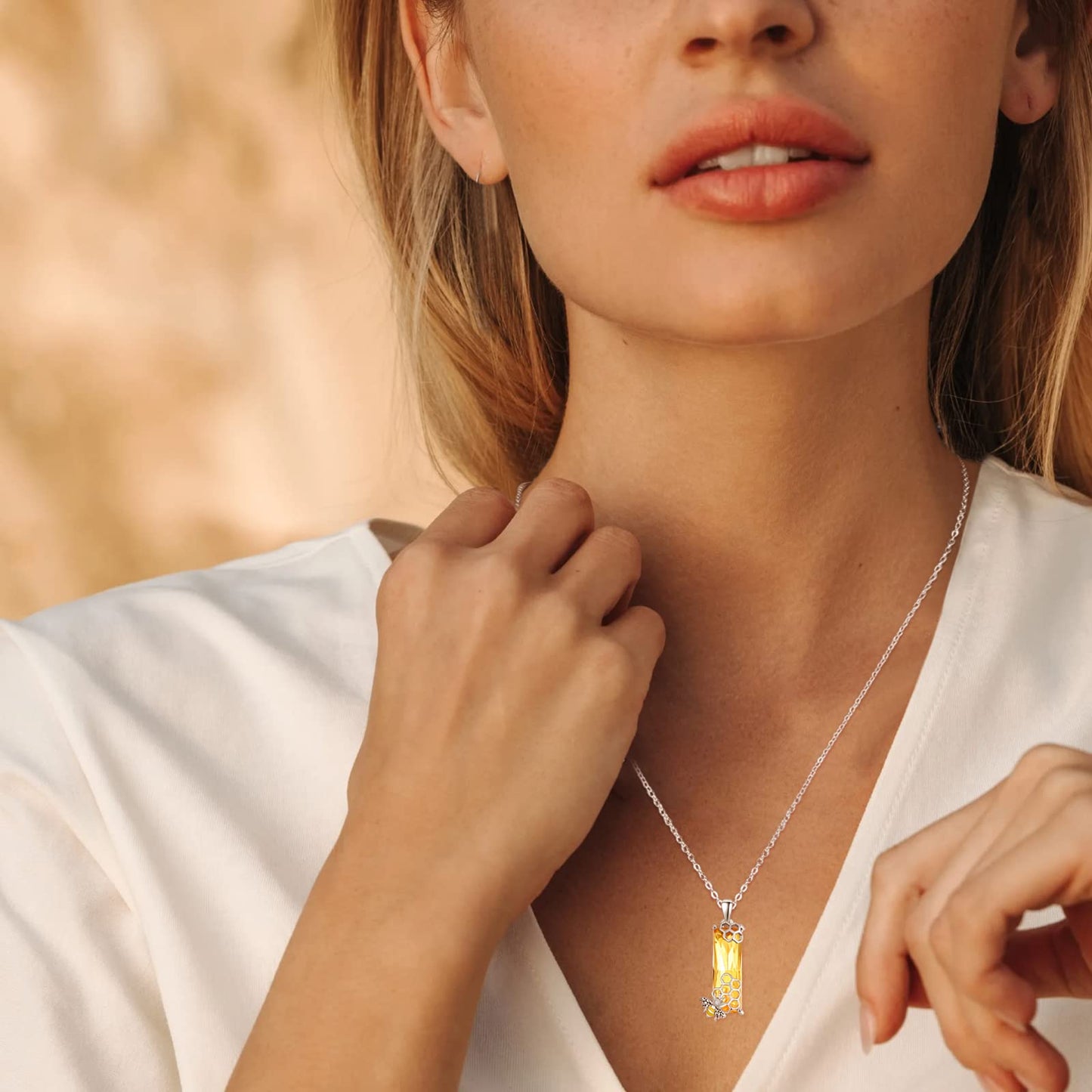 AENEAS Mothers Day Gifts for Women Sterling Silver Bee Necklaces for Women Bees Honeycomb Pendant Crystal Bumblebee Jewelry Cute Animal Beekeeper for Mom Wife