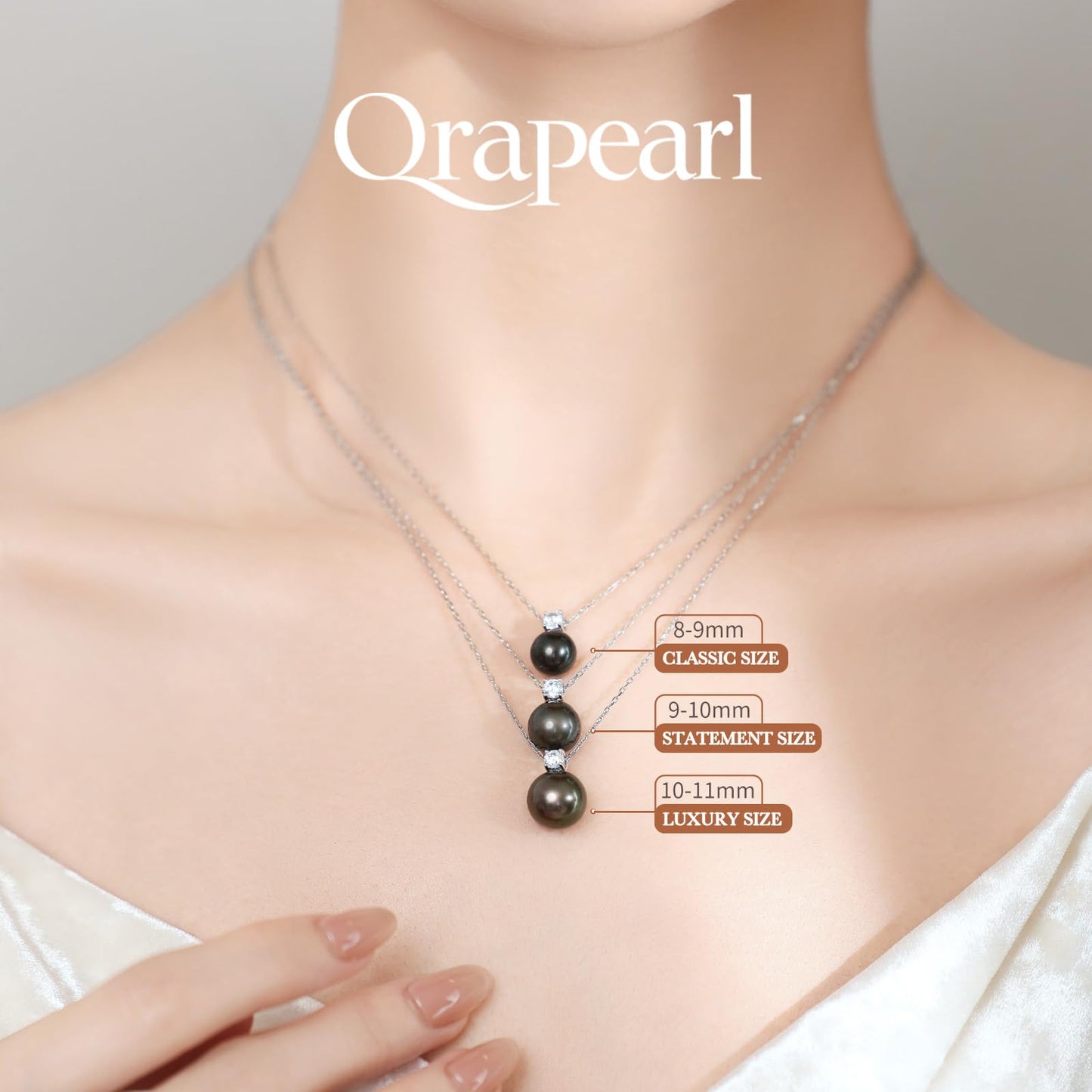 Tahitian Black Pearl Silver Necklace AAA+ Natural Pearl Necklace Gift for Women Necklace Birthday Christmas Mothers Day Gift for Girlfriend Wife Black Pearl Pendant Silver Necklace