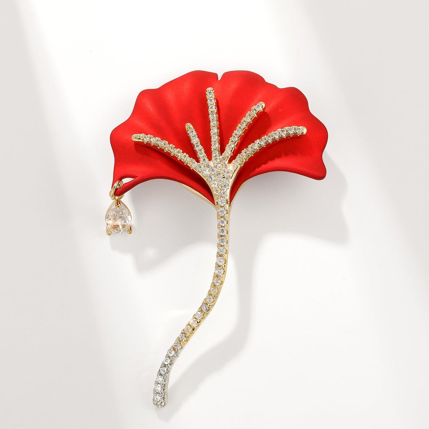 AILONMEI Floral Series Brooch Pins For Women Fashion Costume Pearl Flower Designer Broach & Pins Jewelry Christmas Gift (Ginkgo Leaf)