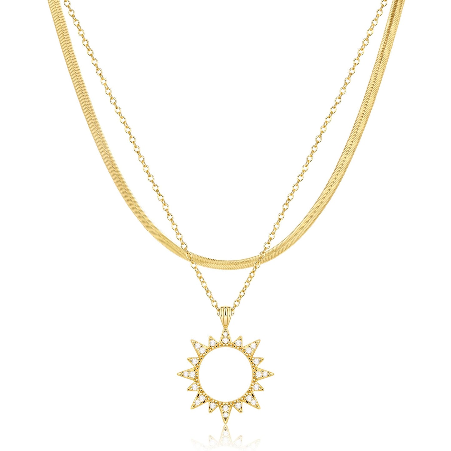 MFRYK Gold Necklaces Stack For Women,14K Gold Plated Simple Layered Choker Necklaces,Stackable Multilayer Gold Small Square Pendant Box Paperclip Chain Layered Necklaces Set Jewelry Gift for Women