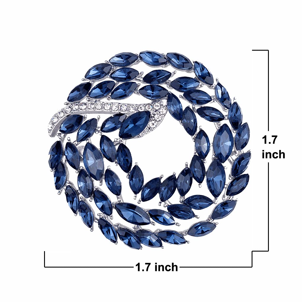 Women Brooch Pins Girls Fashion Blue Flower Sliver Jewelry