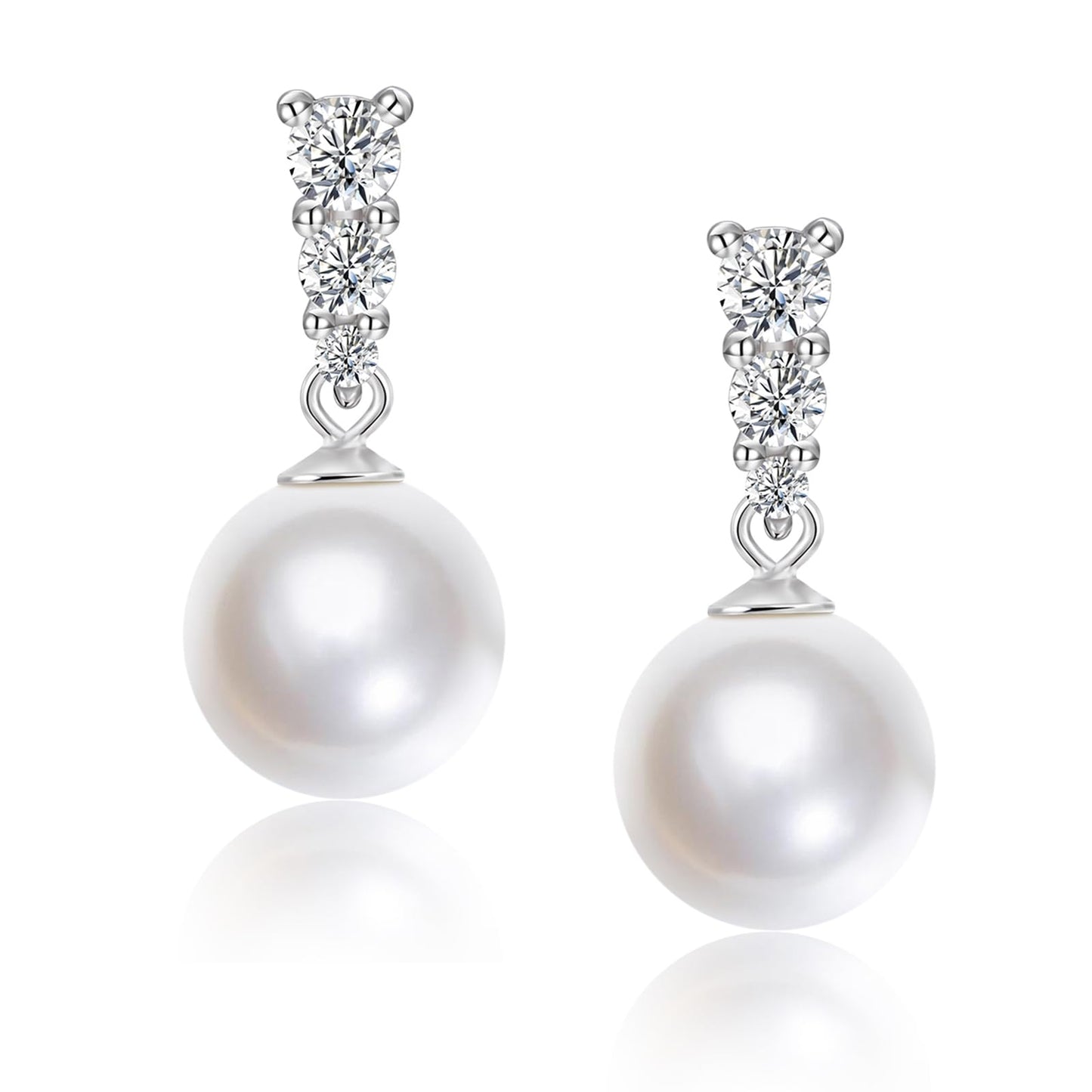 Mameloly Pearl Drop Earrings CZ 10MM Simulated Pearl Earrings for Women Dangle Trendy Jewelry for Women Hypoallergenic