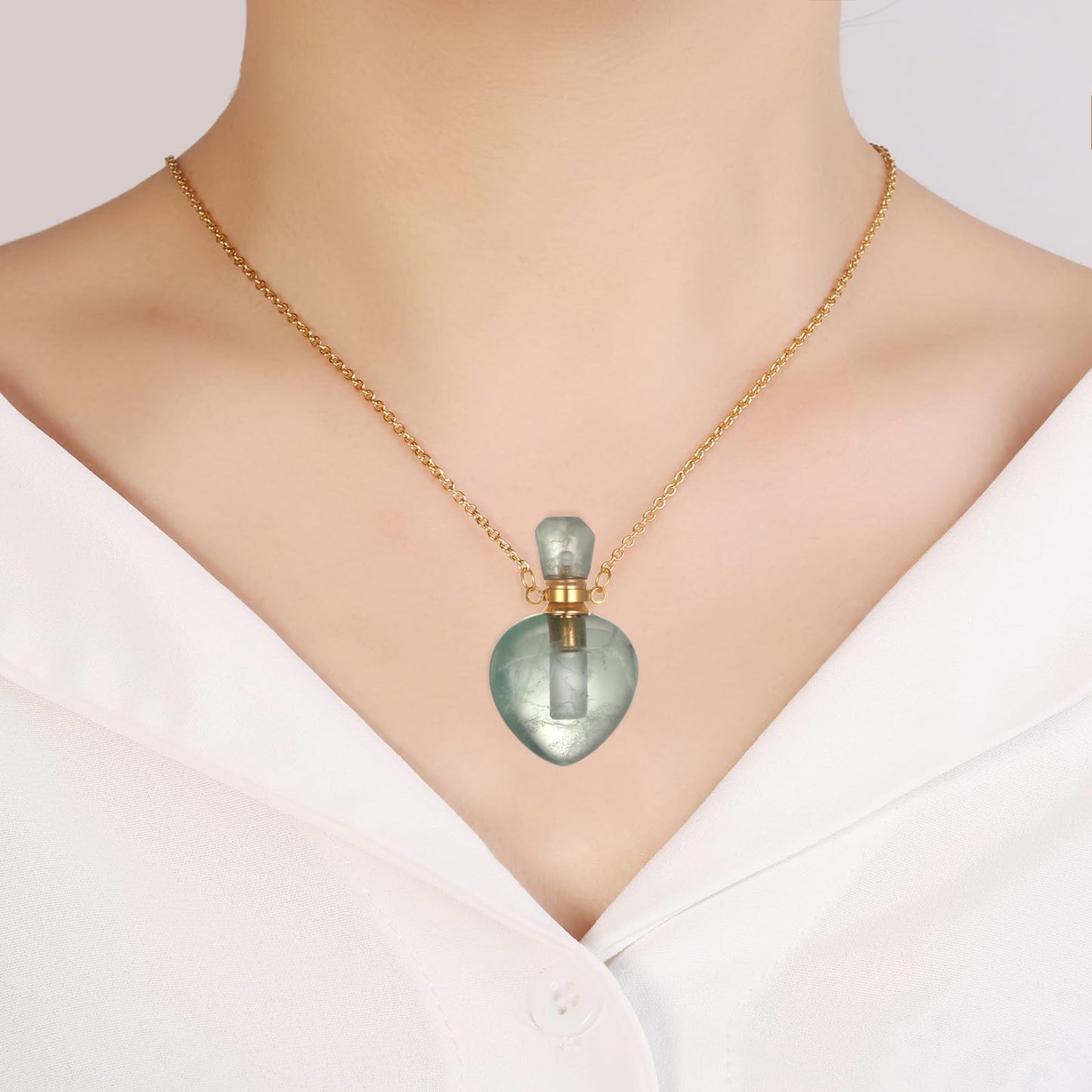STEFWD Natural Crystal Cremation Jewelry For Ashes - Heart Urn Necklace Hold Loved Ones/Pet Ashes Keepsake Memorial Pendant For Women (Customize)