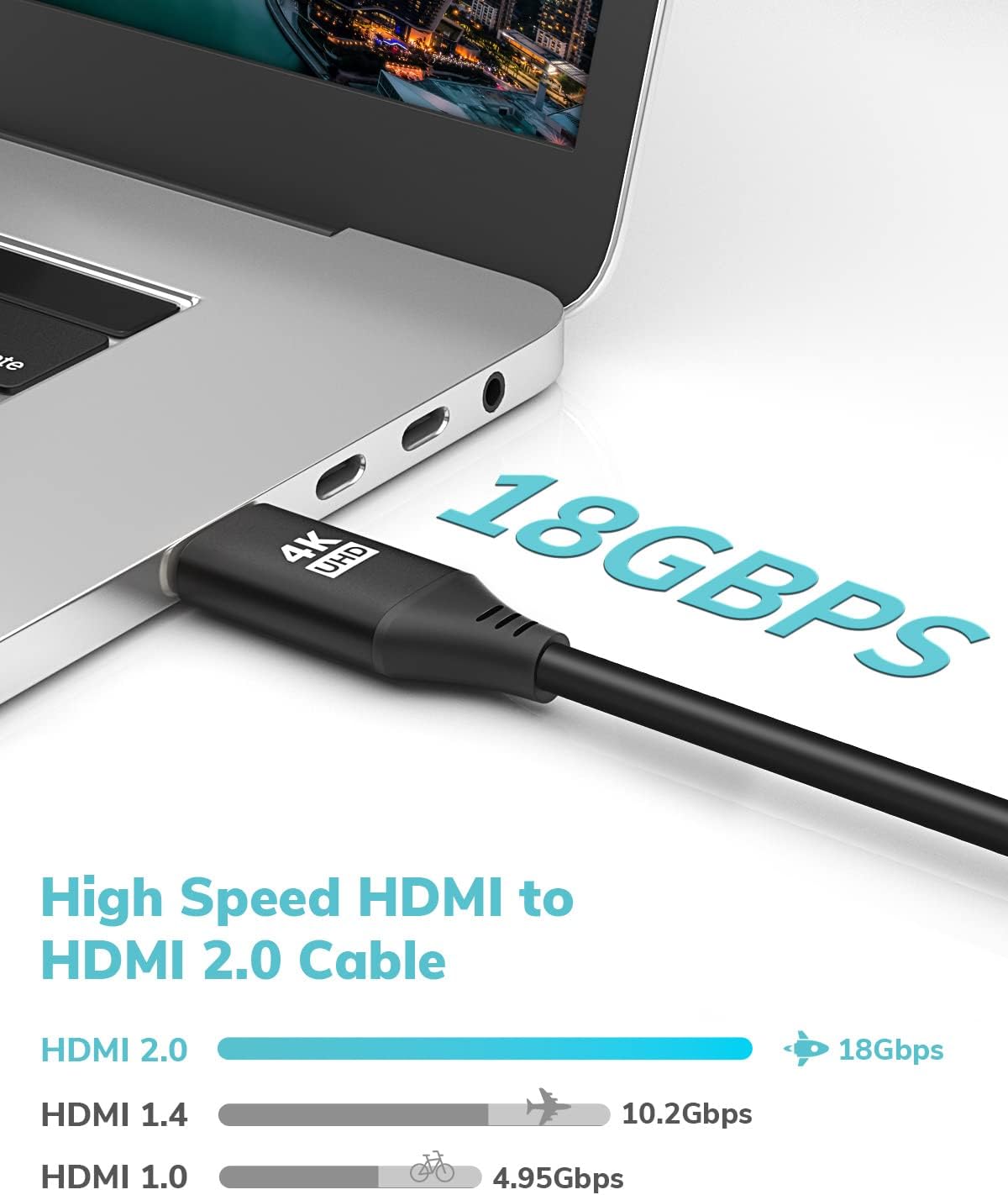 30FT, 4K 60 CL3 2.0 HDMI Cables @ Hz in-Wall Rated HDMI Cord High Speed HD Shielded Cord Compatible with Roku