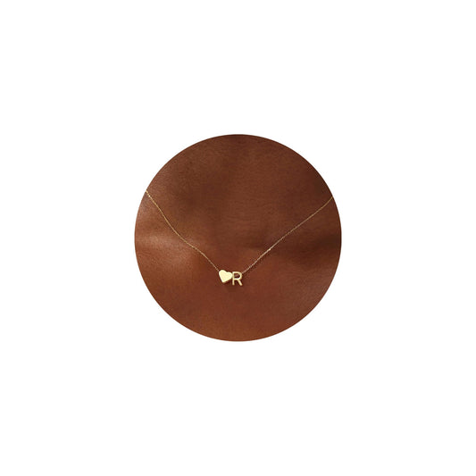 Turandoss Initial Necklaces for Women Trendy, 18K-Gold-Plated Tiny Heart Initial R Necklace Dainty Heart Necklaces Tiny Personalized Monogram Name Necklace for Women Jewelry