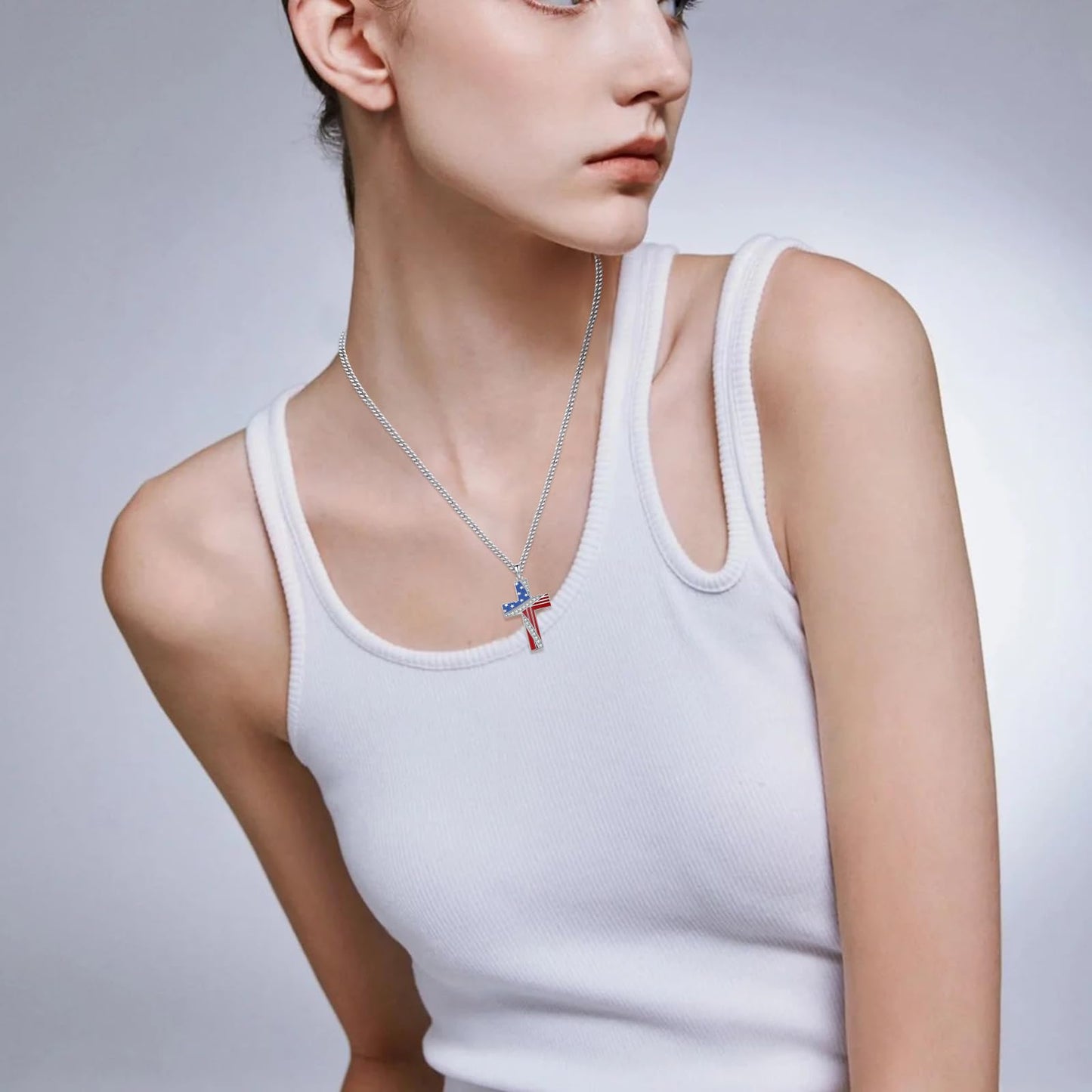 YEESIA Cross Necklace for Women Men 925 Sterling Silver Jesus Crucifix Pendant Necklace with Lapis Lazuli Religious Christian Jewelry Gift