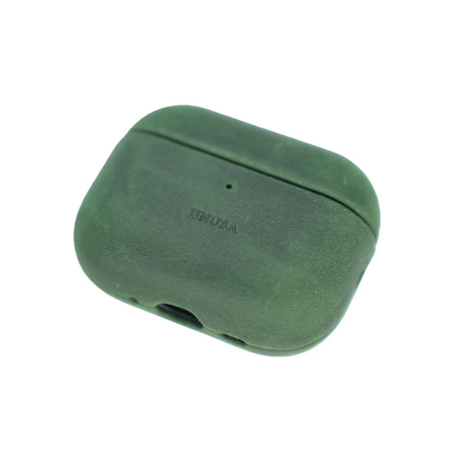 Handcrafted Crazy Horse Unique Leather Case for AirPods Pro 3rd Gen (2025), Vintage Aesthetic, Two-Tone Effect,Compatible with MagSafe, Compatible with Airpods Pro 3 Green