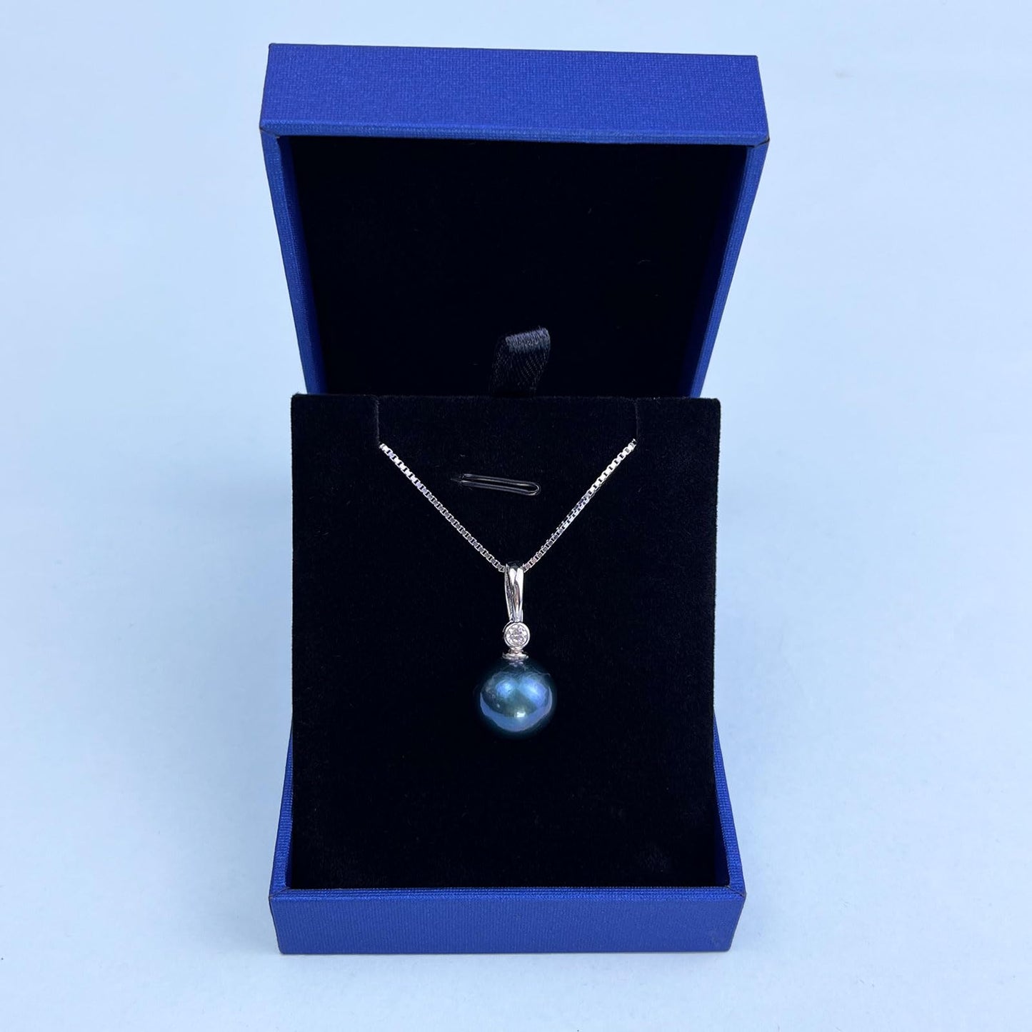 YAMI Black Tahitian Pearl Pendant Necklace, 12-13mm Saltwater Cultured Pearls, 925 Sterling Silver with 18+2IN Adjustable Box Chain Elegant Luxury Jewelry Gift for Women