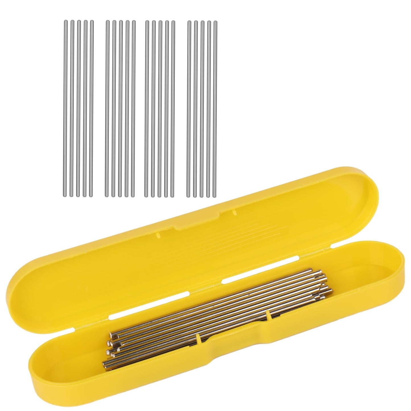 Aeelike Stainless Steel Rod Pins for Blocking Board, Knitting & Crochet Supplies Blocking Pins Kit, 20pcs Metal Pegs Length 5.90" with Yellow Box for Blocking Mats Granny Squares Small Projects