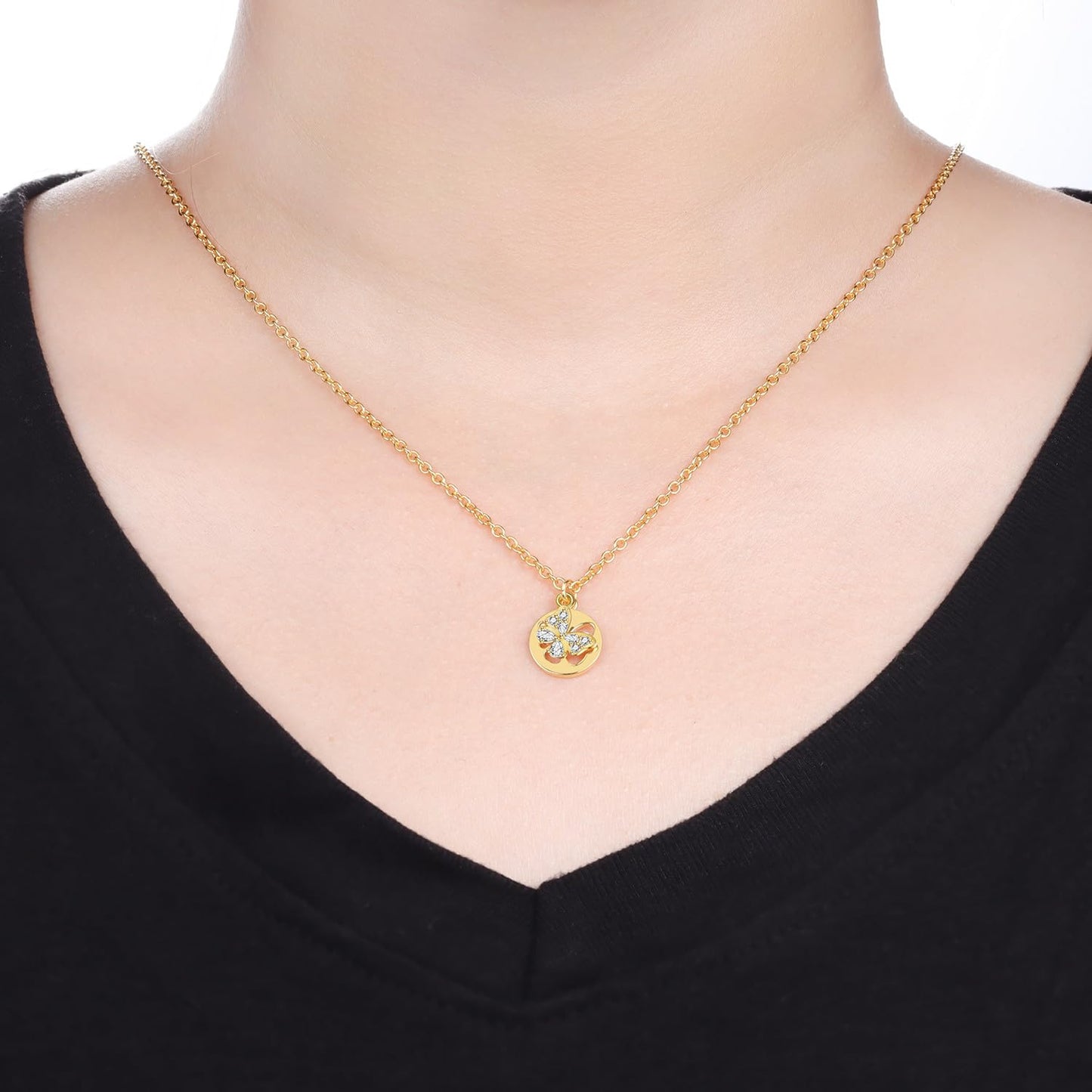 MISEFF 925 Sterling Silver Fashion Pendant Necklace for Women，Fashion Jewelry, 18K Gold Plated， Advanced Retro Series Link Chains ，Basic Multifunctional Accessories Suitable for Multiple Occasions and Daily Wear (Butterfly)