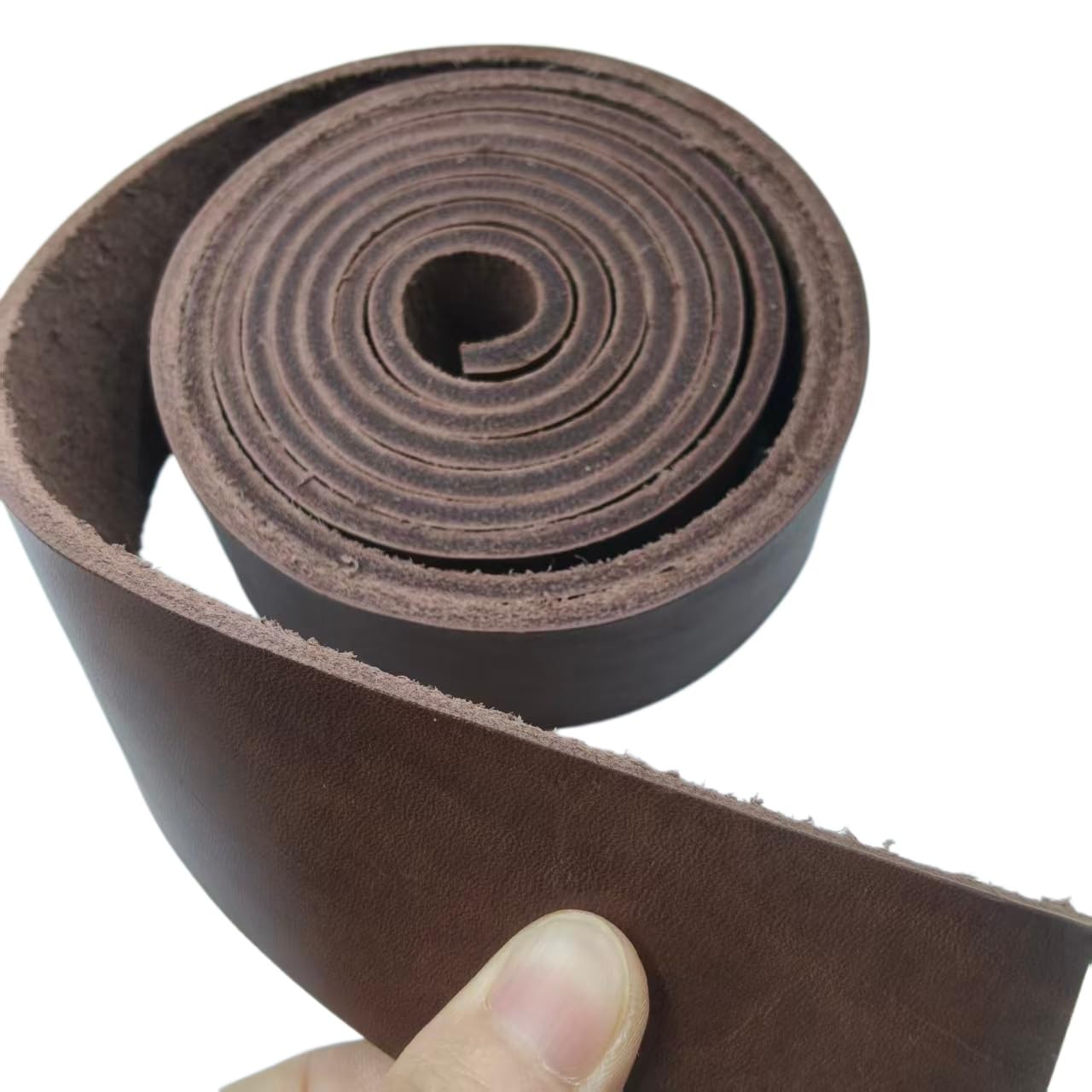 Premium Leather Strap, Brown Genuine Leather Strips, Heavy-Duty Leather Strip 4-5 Millimeters Thick (10-12.5 Ounces), Full Grain Leather Strips for Crafts (Brown 0.79"× 54")