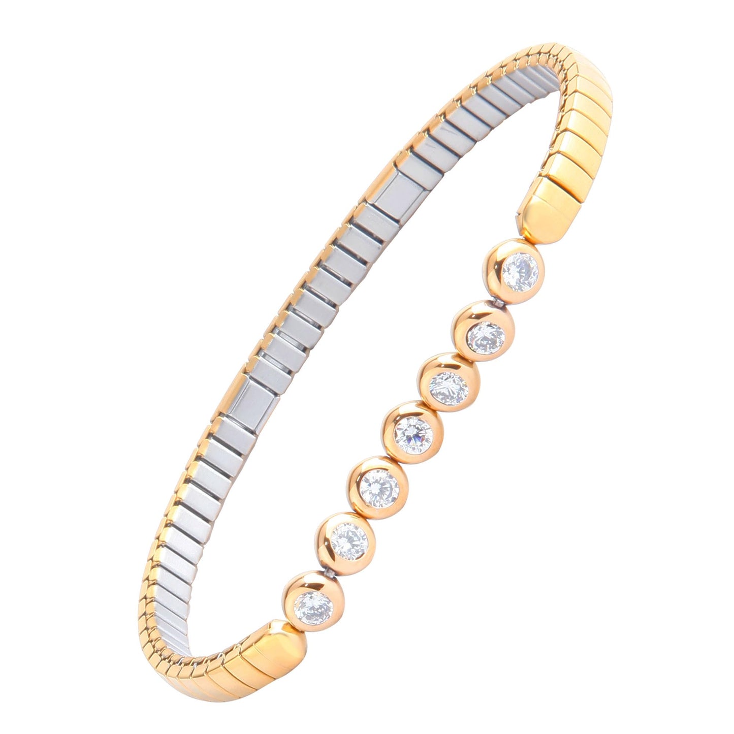 KYOSI Magnetic Bracelet for Women Energy Balance Stainless Steel Bracelet Magnet jewelry Stretches Elastic Small Bracelet Mothers Gifts (Silver+Gold)