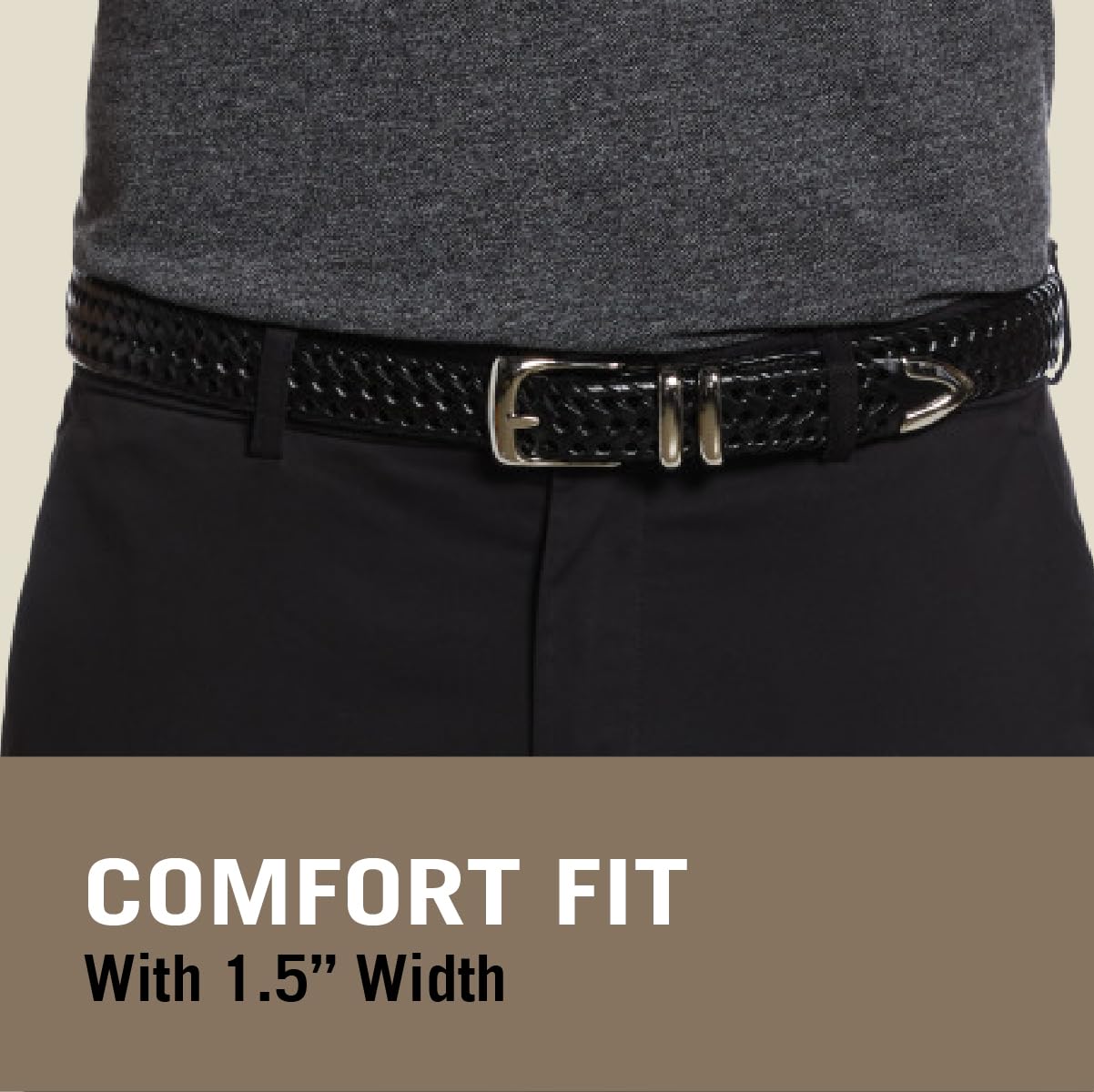 Perry Ellis Men's Portfolio Braided Leather Belt, Black, 40