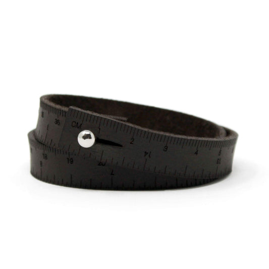 Wrist Ruler Dark Brown 17"| Tape Measure Bracelet | Leather Cuff | Leather Wrap Bracelet | Sewing | Knitting | Crochet | Notion | Gift