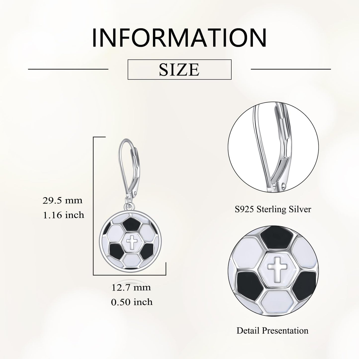 Soccer Earrings for Women 925 Sterling Silver Soccer Leverback Dangle Earrings Sports Jewelry Gifts
