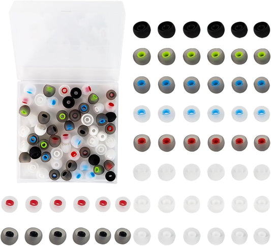 Quadafy 60PCS 3 Earbuds Replacement Tips Silicone, Ear Bud Replacement Pieces Silicone, Soft Silicone Replacement