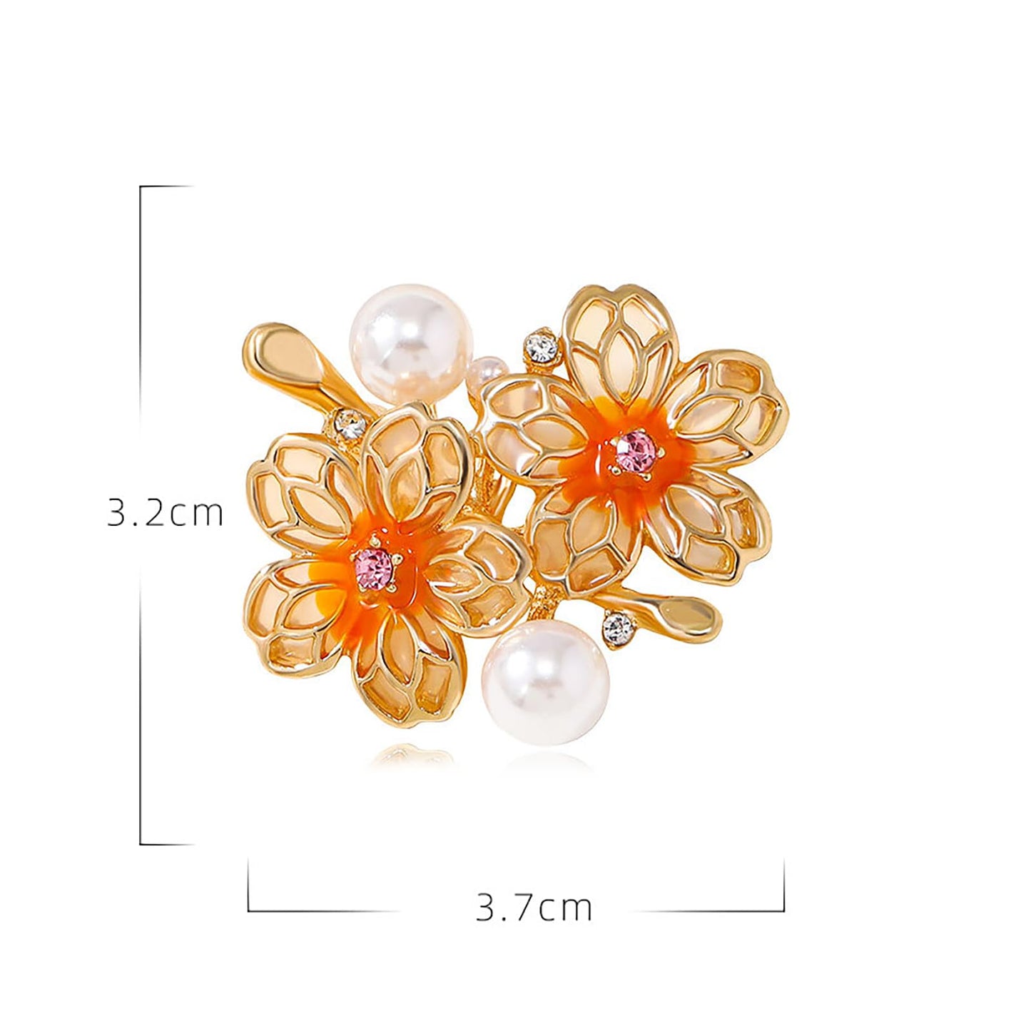 Plum Blossom Brooch for Women Pearl Enamel Plum Blossom Brooch Pin Gold Plate Floral Lapel Pin Dress Corsage Accessories for Women Bridal Wedding Anniversary Jewelry Gifts