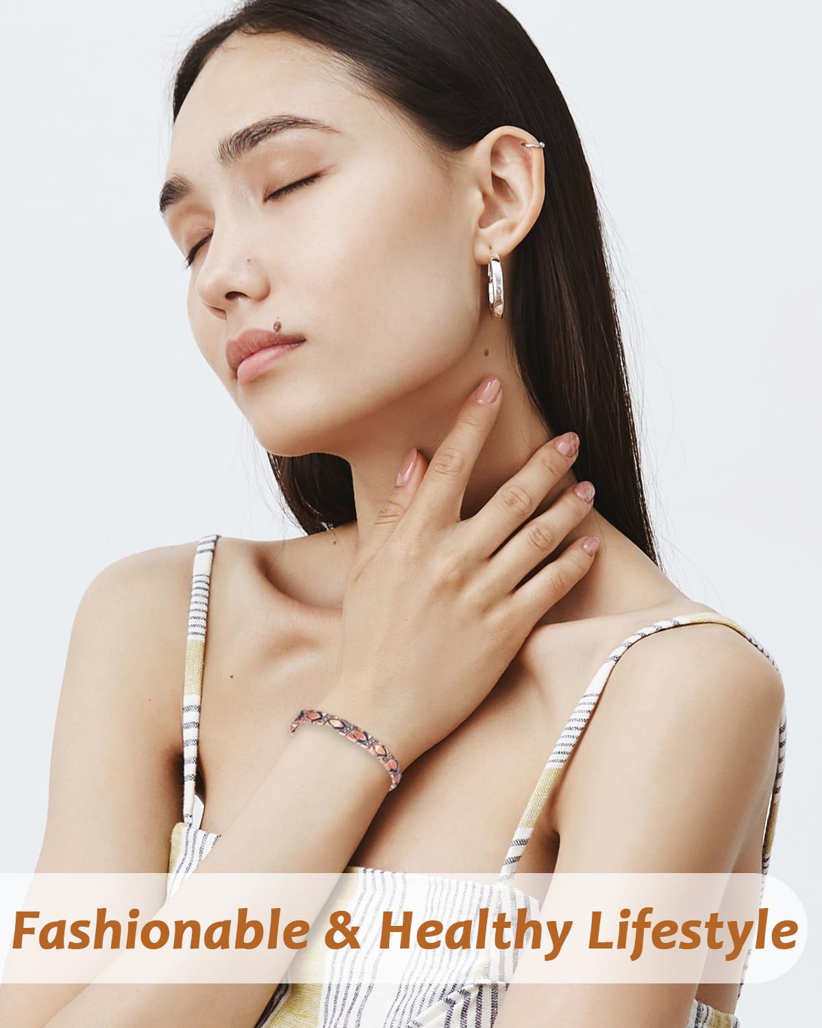 MagVIVACE Pure Copper Bracelets for Women, with 2 Extra Link(Copper)