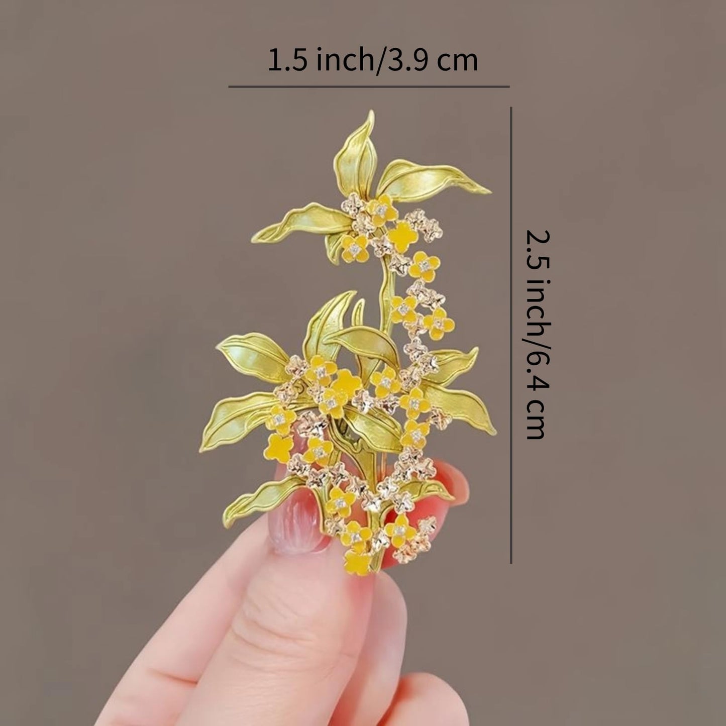 Elegant Flower Brooch for Women, Vintage Premium Enamel Boutonniere, Coat and Suit Pendant Necklace, Jasmine Magnolia Lily Osmanthus Designs (Osmanthus)