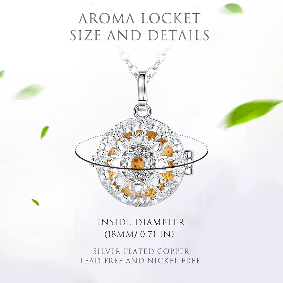 INFUSEU Aromatherapy Gifts Sunflower Necklaces for Women Essential Oil Diffuser Jewelry Lava Rock Stone Pendant Aroma Perfume Spiritual Items for Meditation Yoga