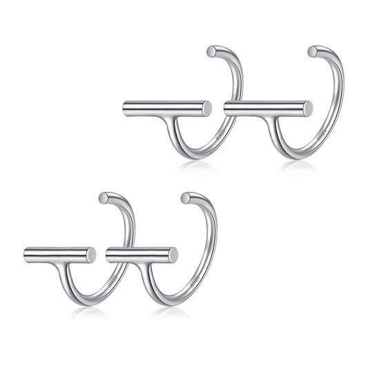 Huggie Hoop Earring 925 Sterling Silver Bar Huggy Earrings for Women Minimalist Ear Huggie Set Little Half Hoop Earrings 2 Pairs Bar Open Hug Hoop Earring