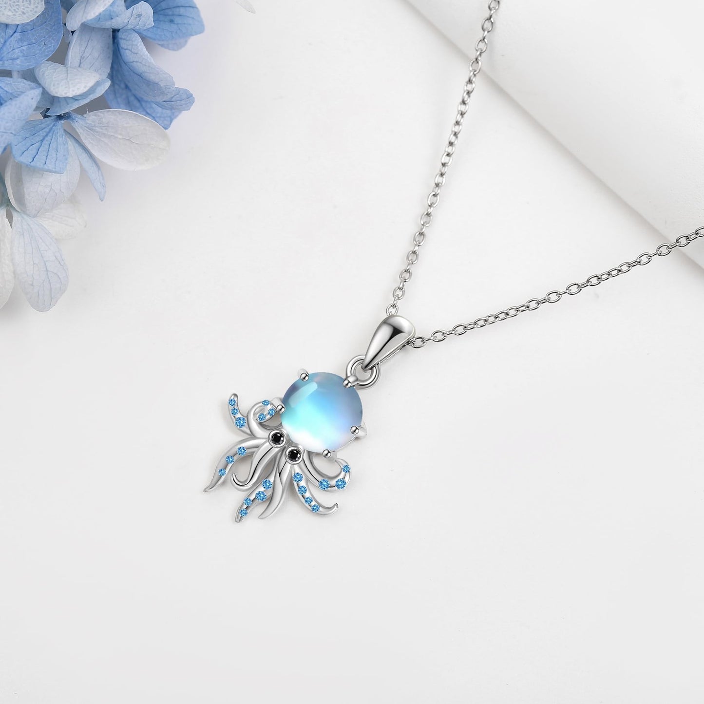 YAFEINI Octopus Necklace 925 Sterling Silver Octopus Pendant Ocean Animal Jewelry for Women Mom
