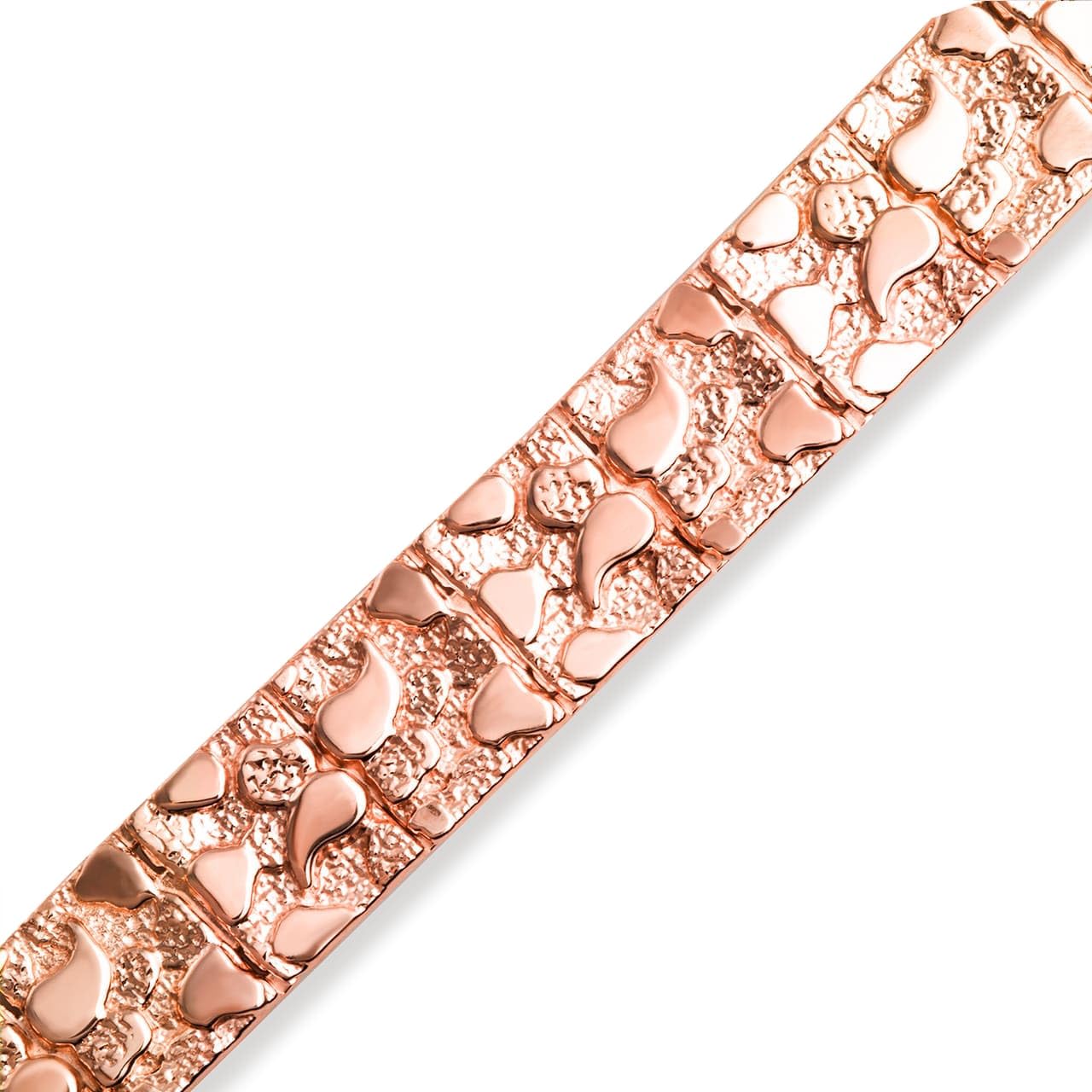 Solid 14k Rose Gold Large Textured Nugget Bracelet (Size 10)