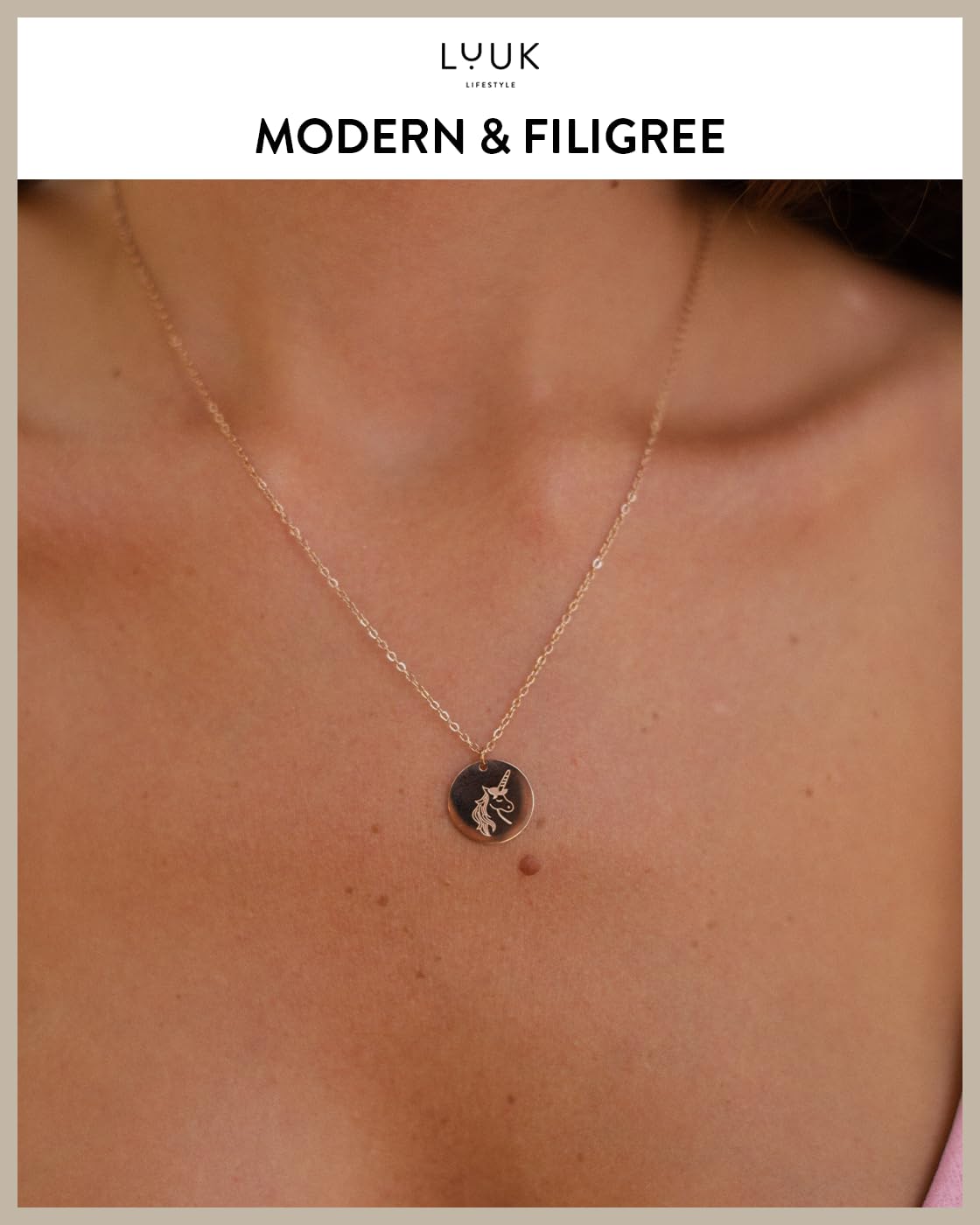 LUUK LIFESTYLE Unicorn pendant necklace, 19 inches sturdy thin chain, waterproof, tarnish-free, stainless steel, Gifts for women, friend, daughter, dainty, trendy, casual, aesthetic (Gift Card)