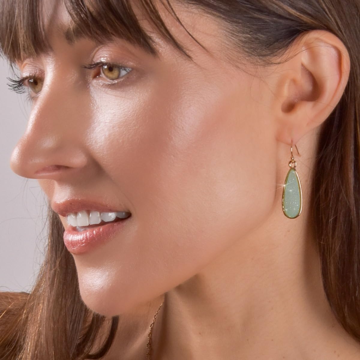 Mint Green Earrings for Women Dangling - Simulated Aqua Green Dangle Earrings for Women, Teardrop Simulated Druzy Boho Drops, Sparkly Dangling Dangly Tear Drop Jewelry, Bohemian Long Elegant Dangles
