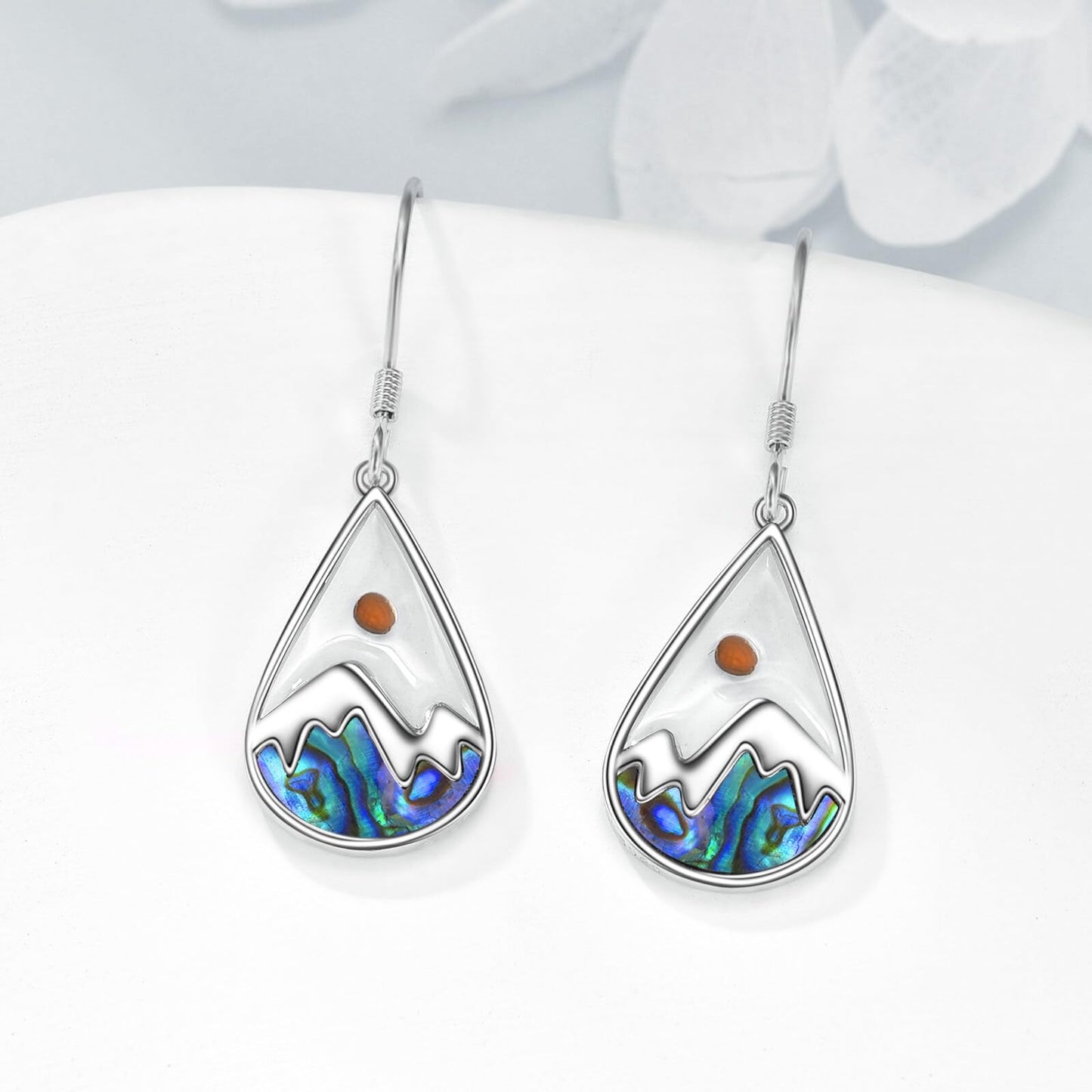 AOBOCO Mustard Seed Earrings 925 Sterling Silver Teardrop Dangle Earrings Christain Faith Mustard Jewelry Gifts for Women Mom Friends (Teardrop Mountain Earrings)