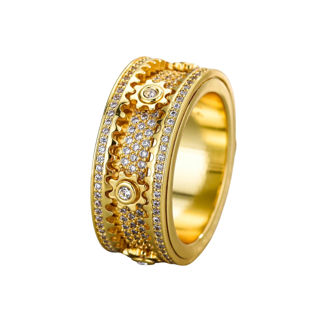 Xarewx Mindfulness Rings for Women, Fidget Ring, Adjustable Anti-Anxiety Fidget Rings, Menopause and Stress Ring, Calm & Everyday Wear (Gold, 8)