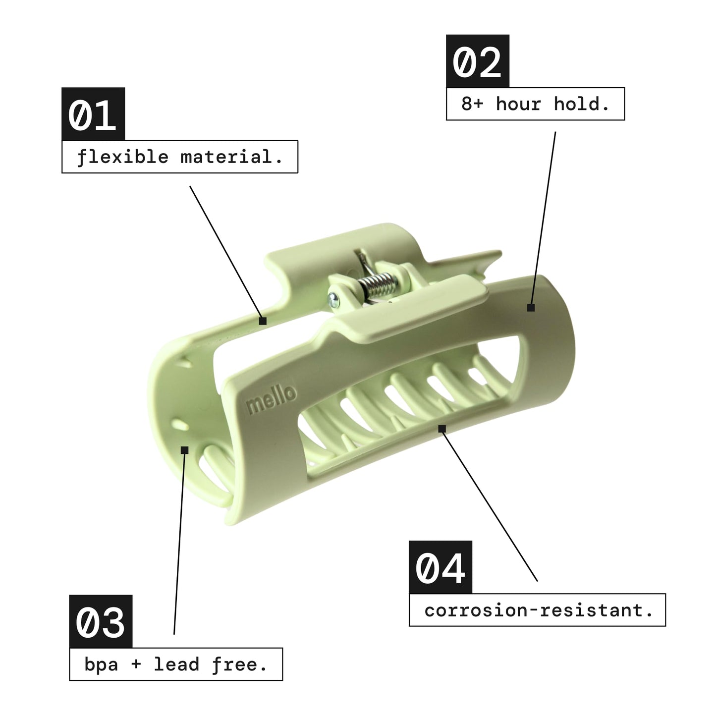 The Original Mello Hair Claw Clip Squishy Claw Clip Made in Korea Patent Pending 30021976 (White, Medium)