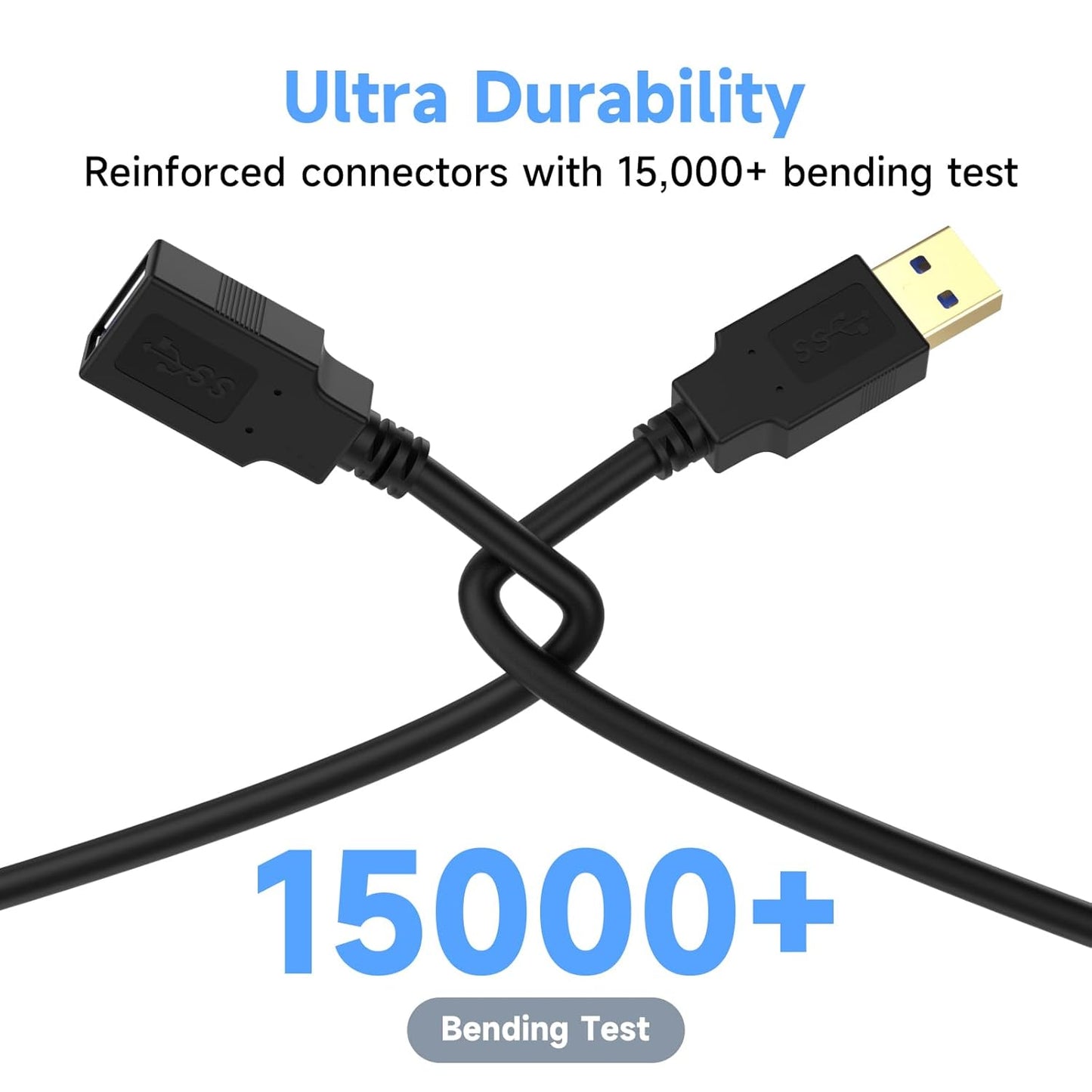 Qxcynsef 3.0 25 FT,5Gbps More,Black,25FT USB Extension Cable High Speed Data Transfer Extra Long A Male to A Female