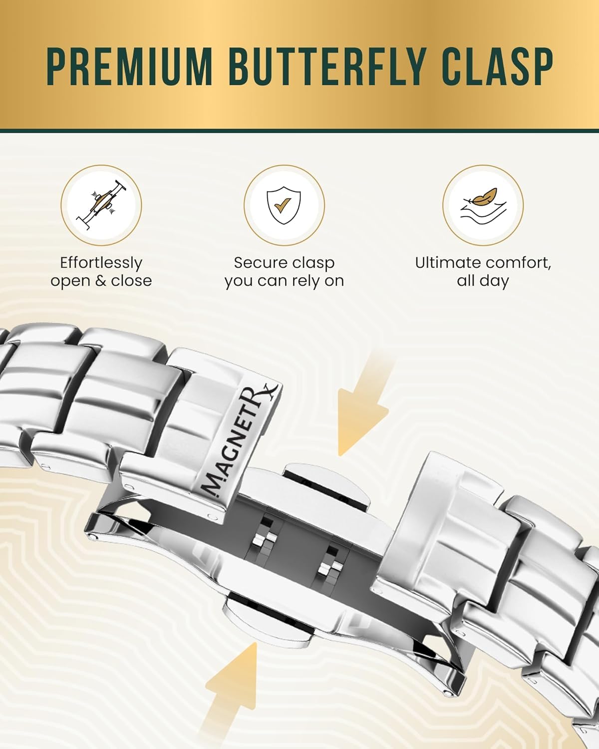 MagnetRX® Magnetic Bracelets for Men - EllipseMAX 5X Strength 5,000 Gauss Magnets - Designed in USA & Patent Pending - Premium Titanium Mens Magnetic Bracelet & Adjustable Length (Silver)