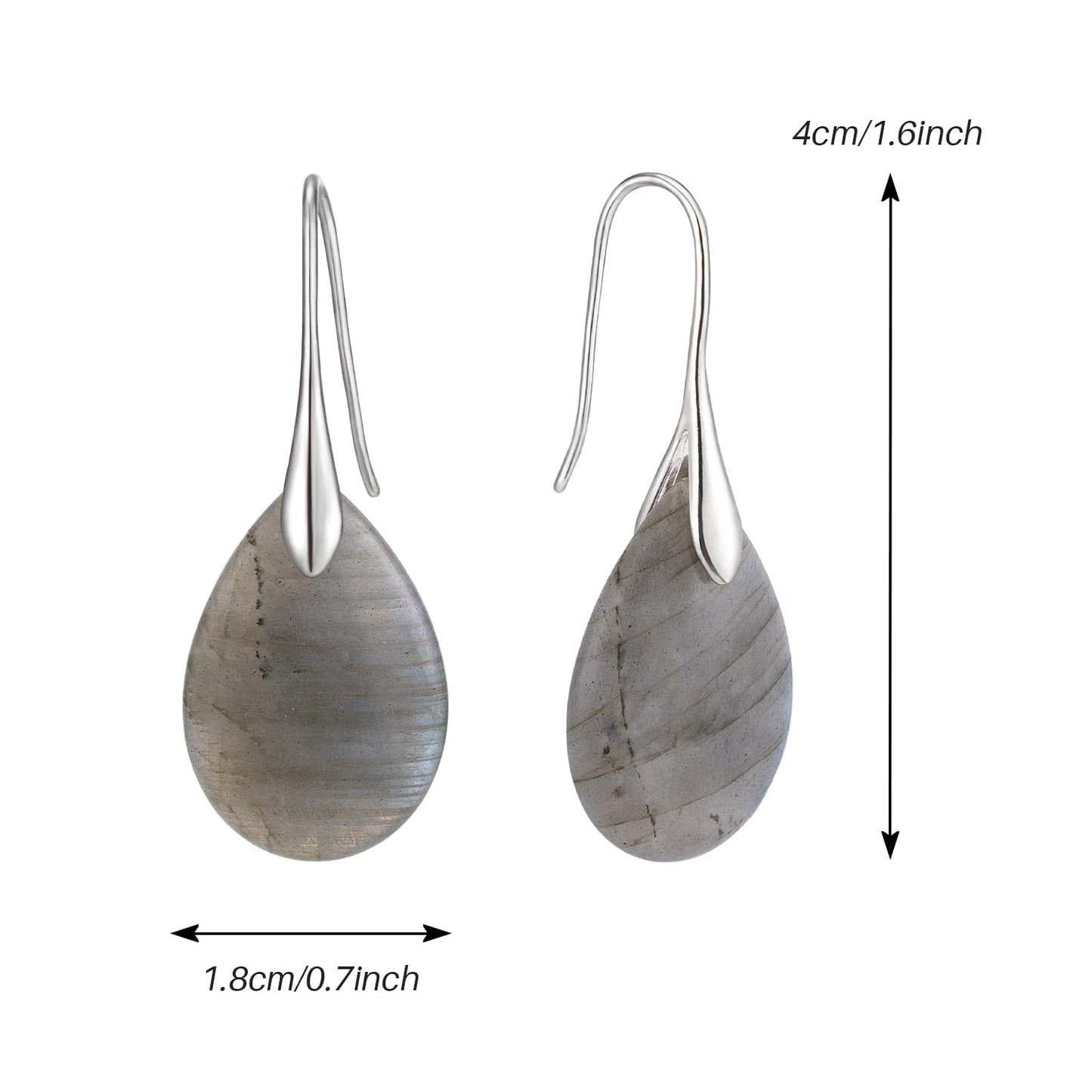 SELOVO Agate Teardrop Stone Grey Drop Earrings Fishhook Dangle Earrings for Women