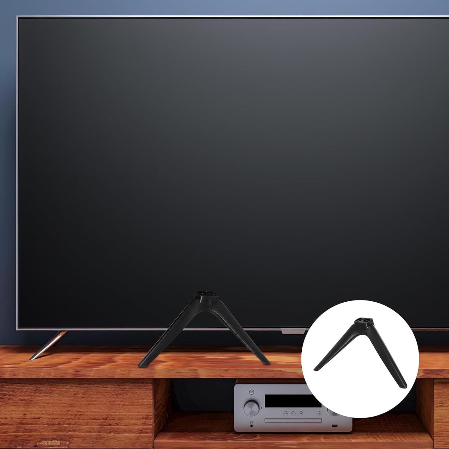 MOBUTOFU 15mm No-Drill Television Stand Mount Base with Dual-Hole Plastic Feet, Stable Tabletop Support for Monitors