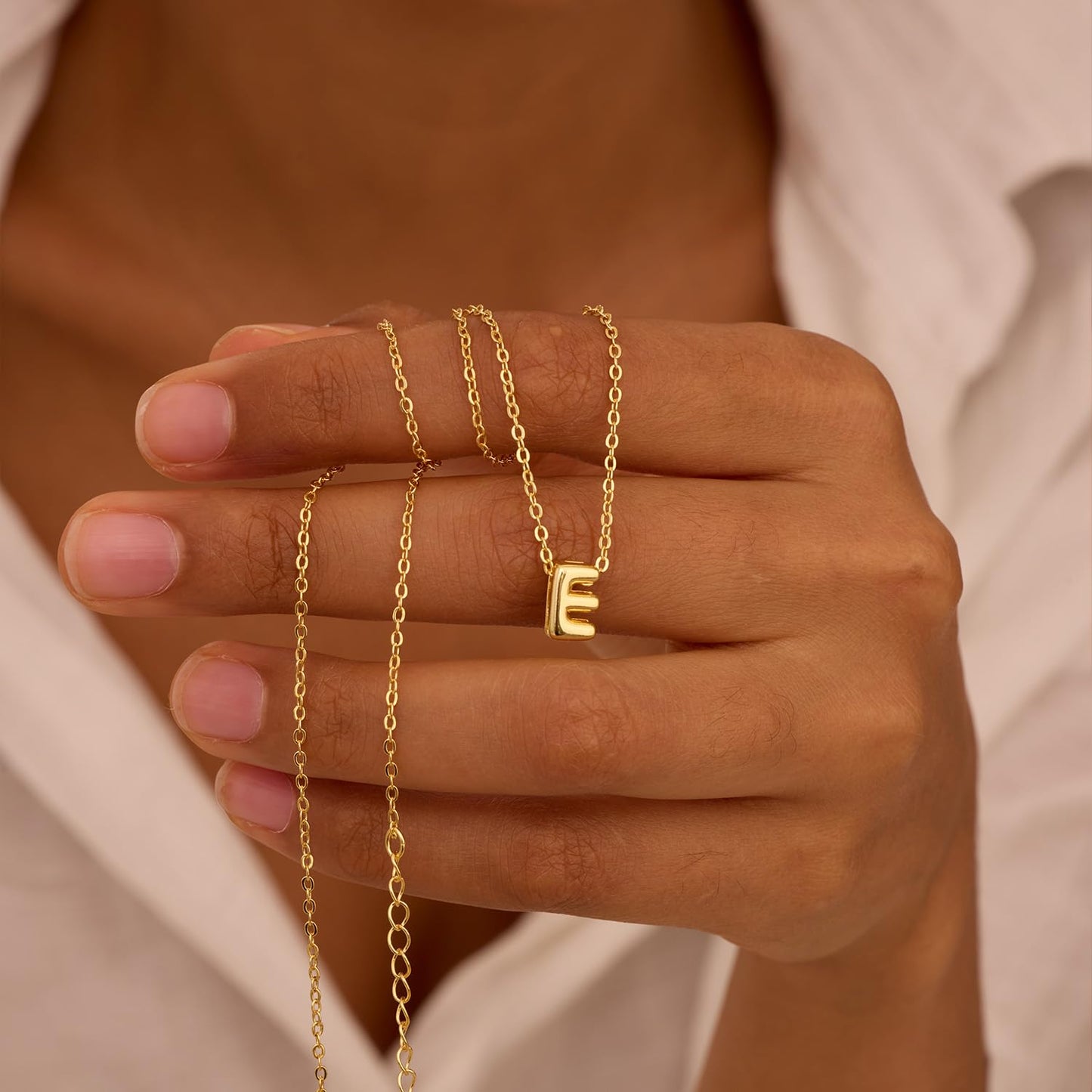 CUEZIY 14K Gold Plated Bubble Letter Necklace Initial Necklaces for Women Dainty Personalized Charm Pendant Name Necklace Cute Non Tarnish Fashion Accessories Teen Gift Trendy Stuff Jewelry Gifts