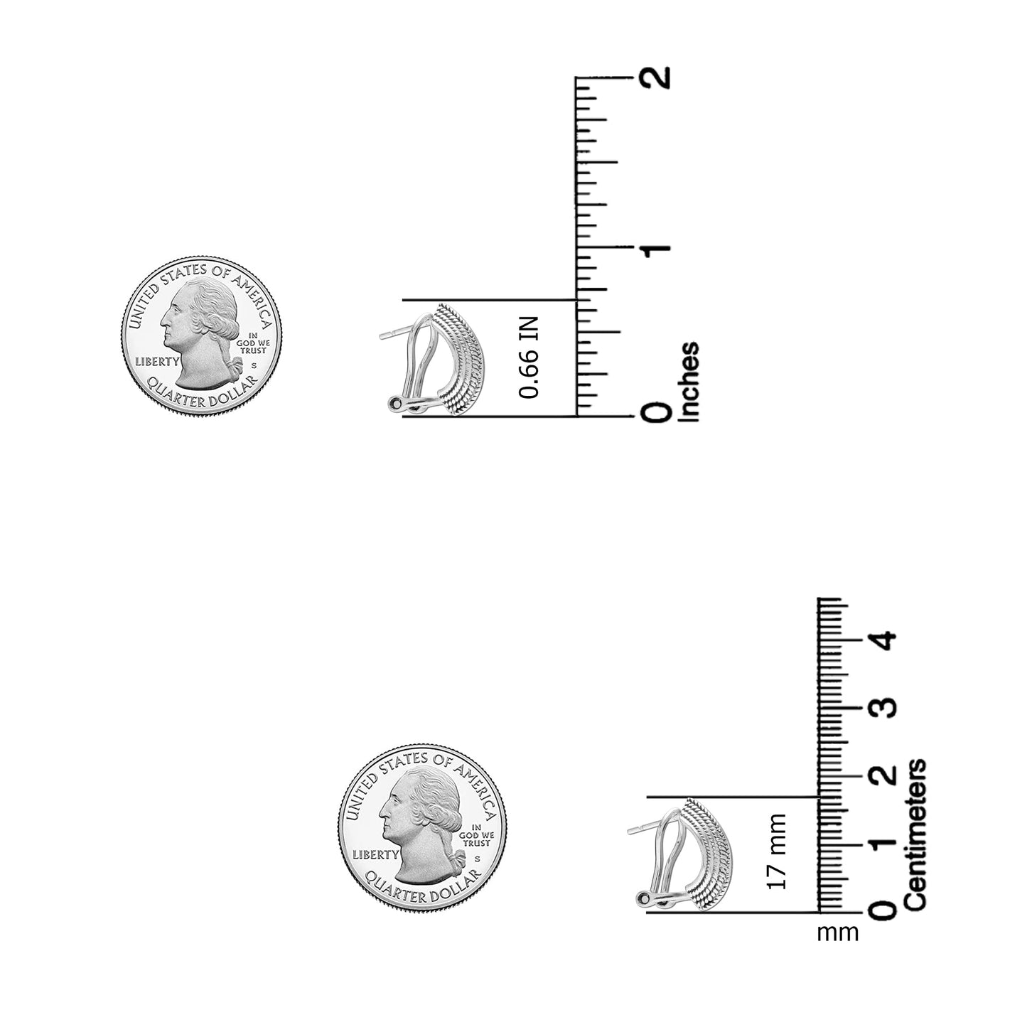 LeCalla 925 Sterling Silver Omega Back Earrings | Antique Crossover Textured Curve Statement Omega Back Clip-On Large Stud Earrings for Women 17MM
