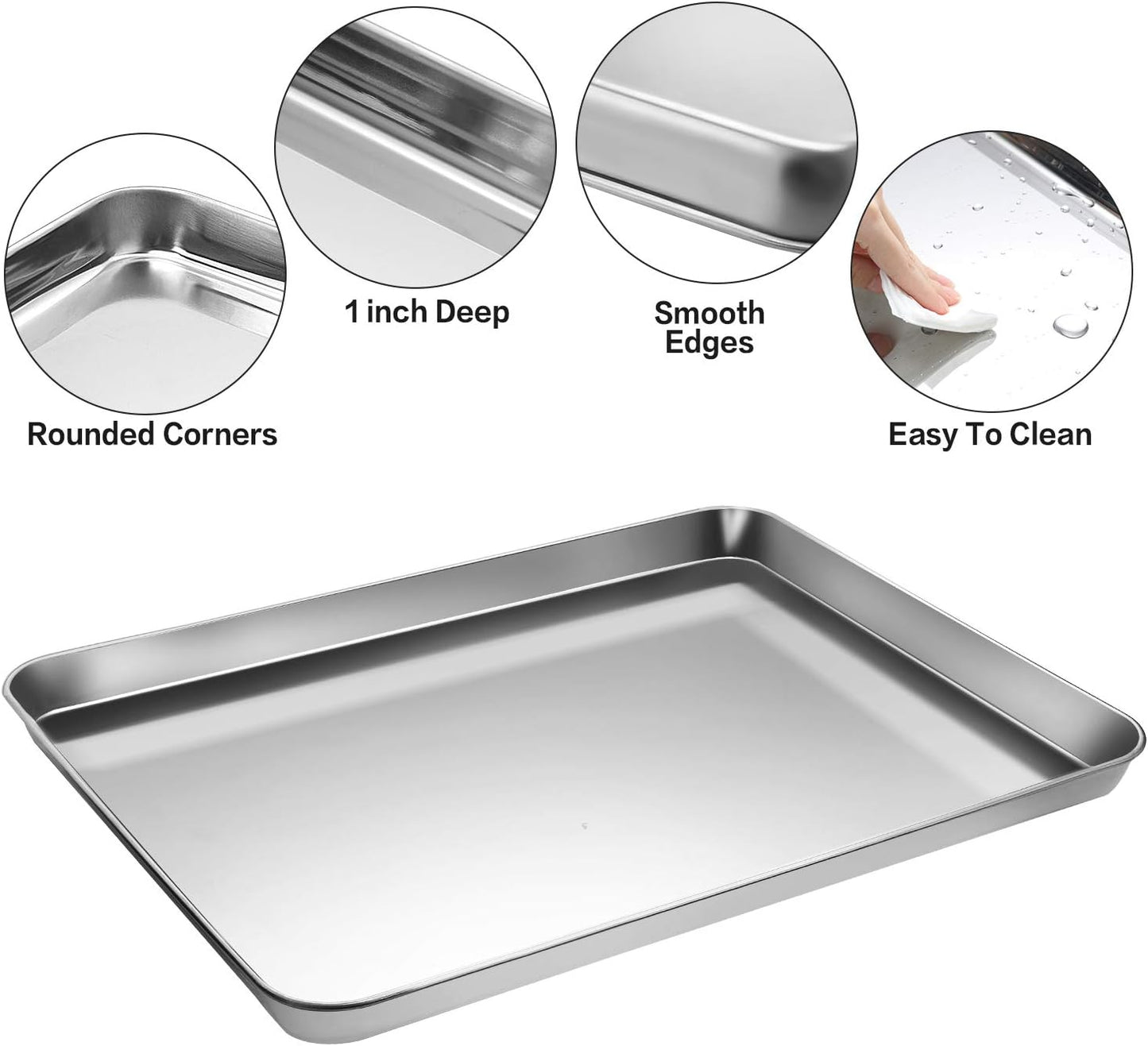 Skiennix Stainless Steel Baking Sheet Set - Cookie Pan with Cooling Rack & Silicone Mats | 16 x 12 Inch, Easy Clean